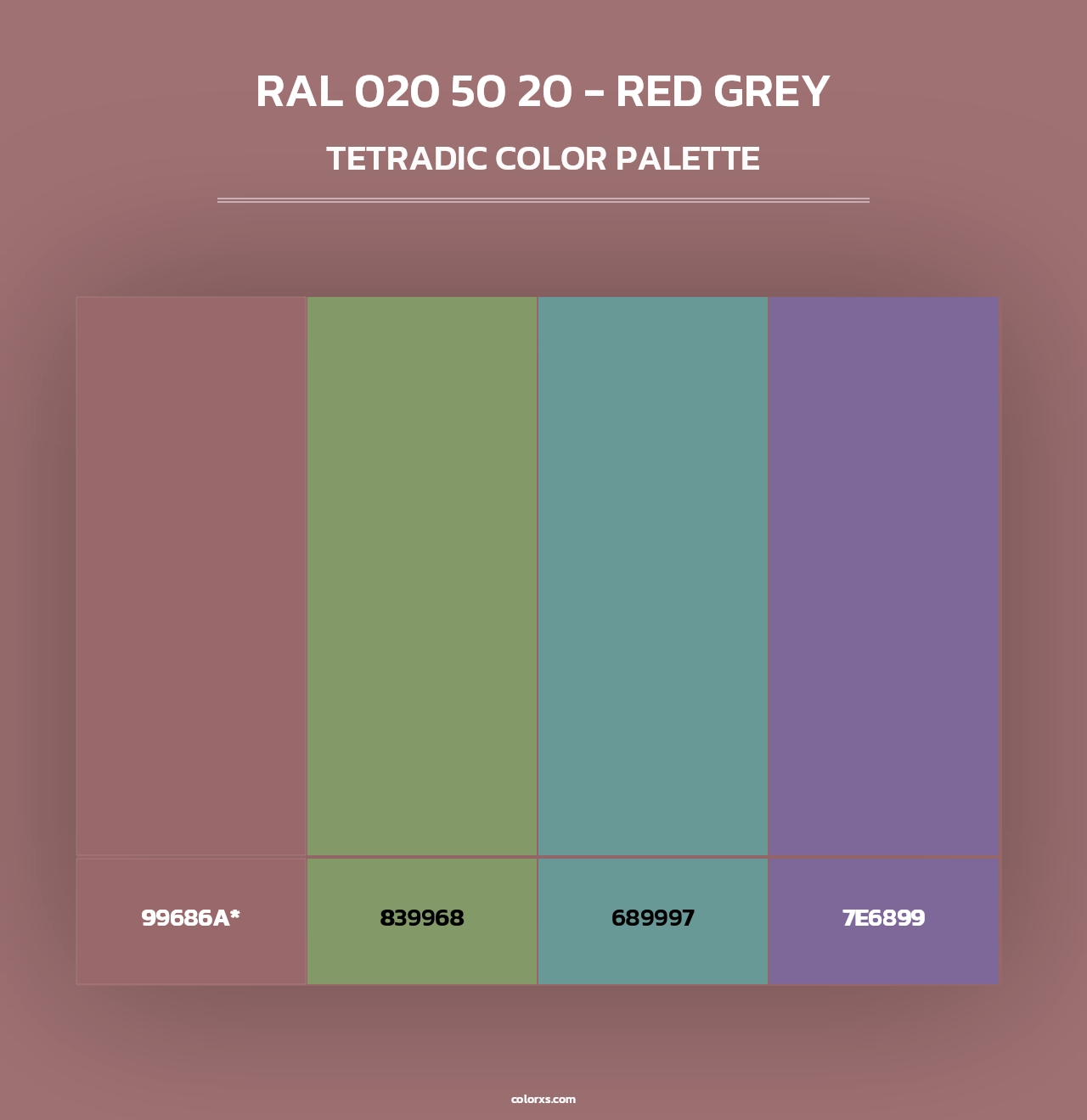 RAL 020 50 20 - Red Grey - Tetradic Color Palette