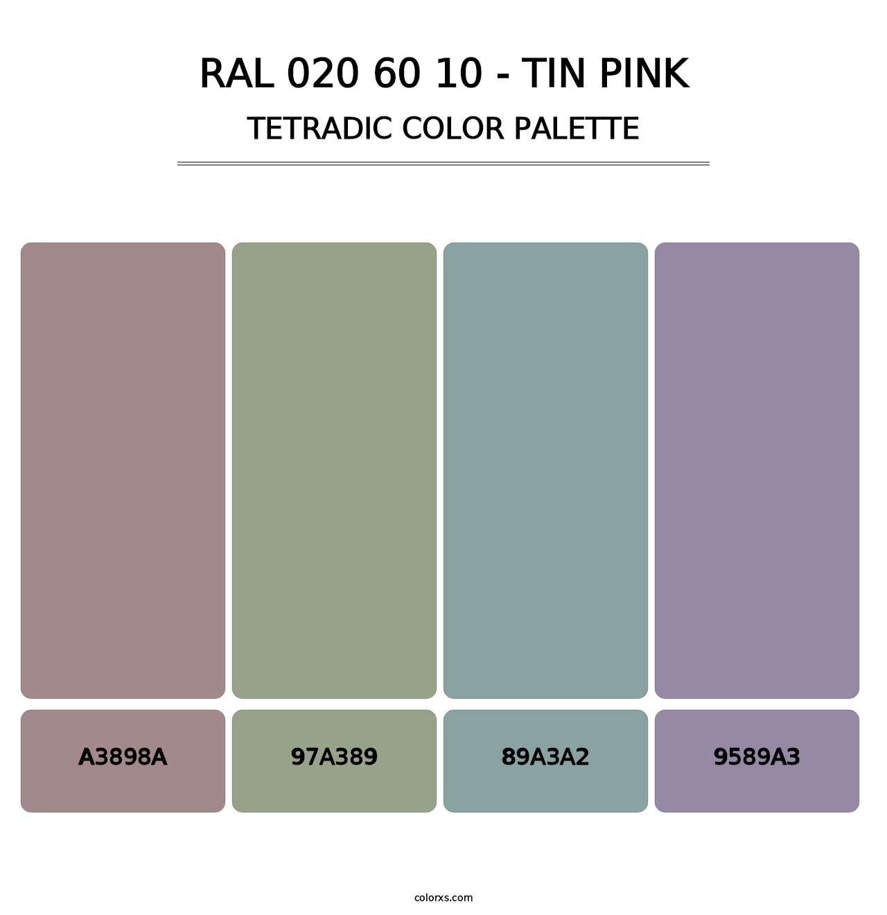 RAL 020 60 10 - Tin Pink - Tetradic Color Palette