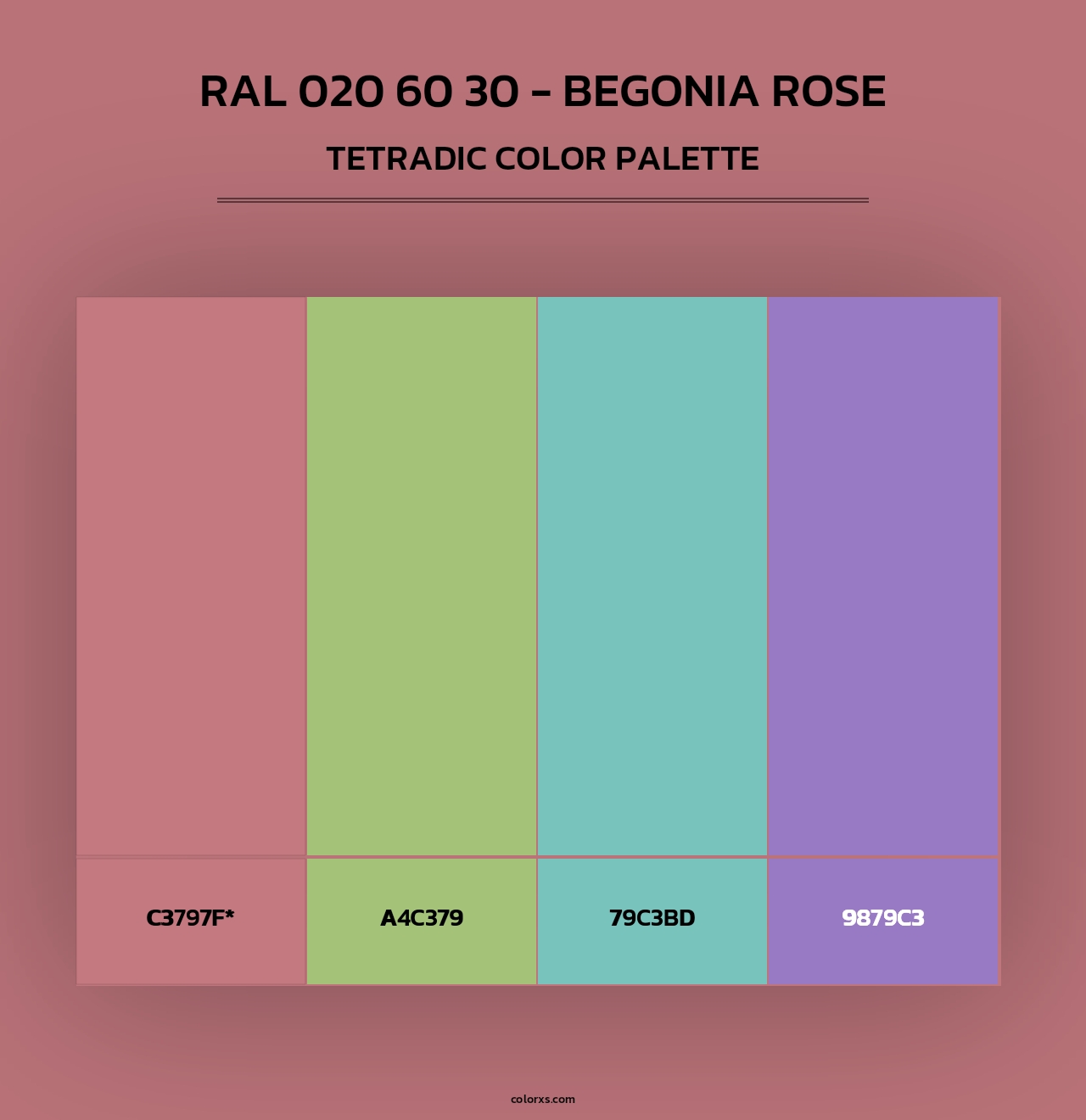 RAL 020 60 30 - Begonia Rose - Tetradic Color Palette