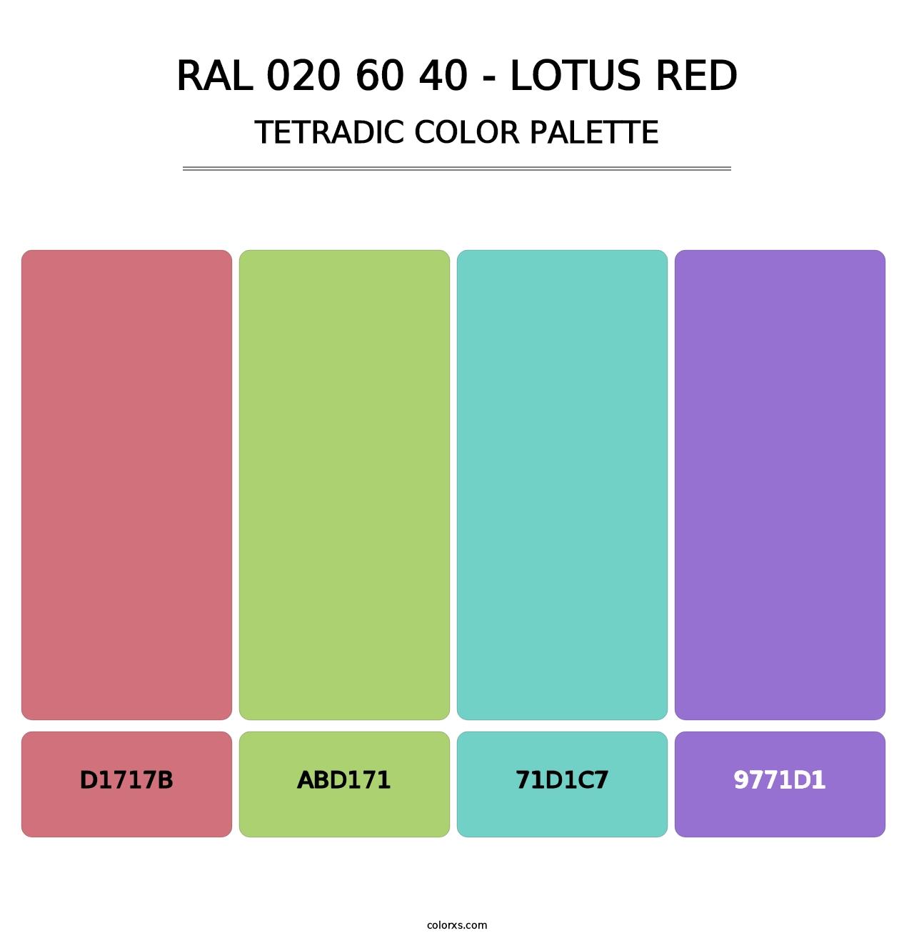 RAL 020 60 40 - Lotus Red - Tetradic Color Palette