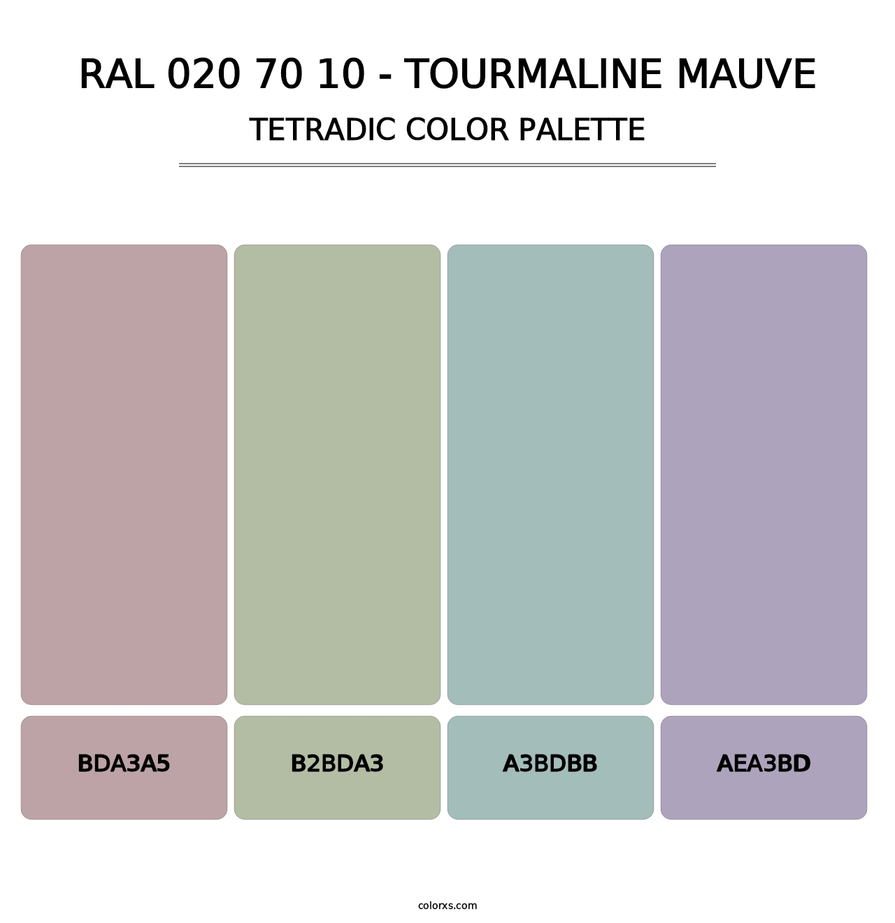 RAL 020 70 10 - Tourmaline Mauve - Tetradic Color Palette
