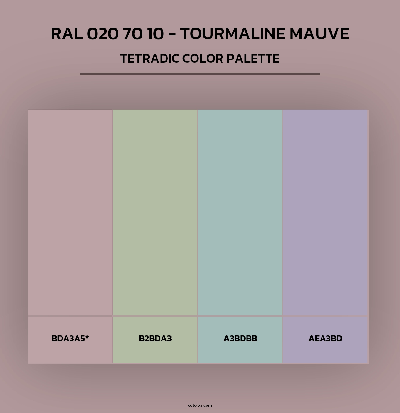 RAL 020 70 10 - Tourmaline Mauve - Tetradic Color Palette