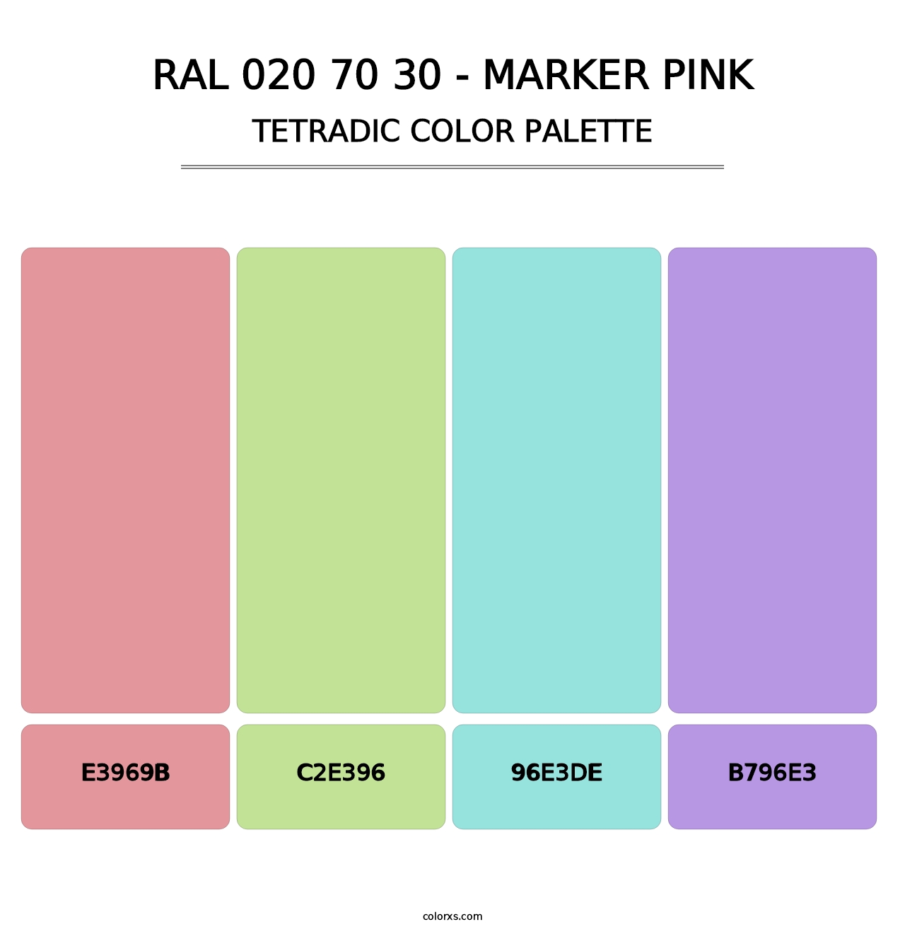 RAL 020 70 30 - Marker Pink - Tetradic Color Palette