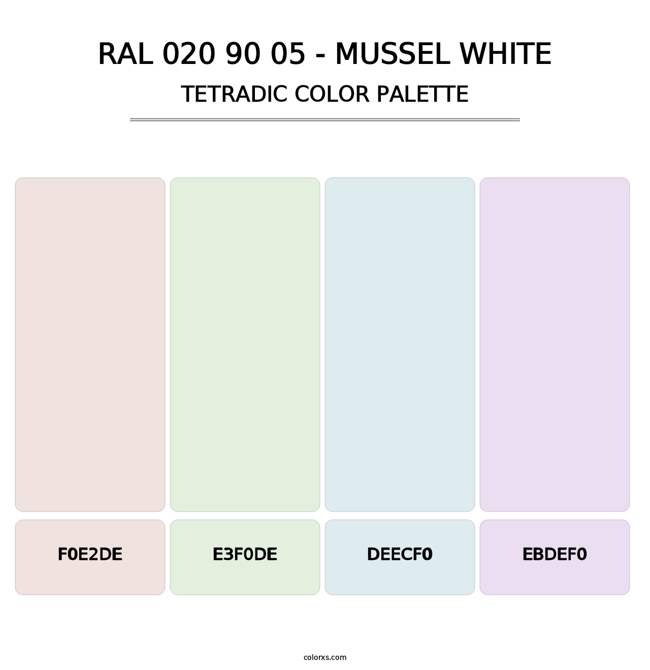 RAL 020 90 05 - Mussel White - Tetradic Color Palette