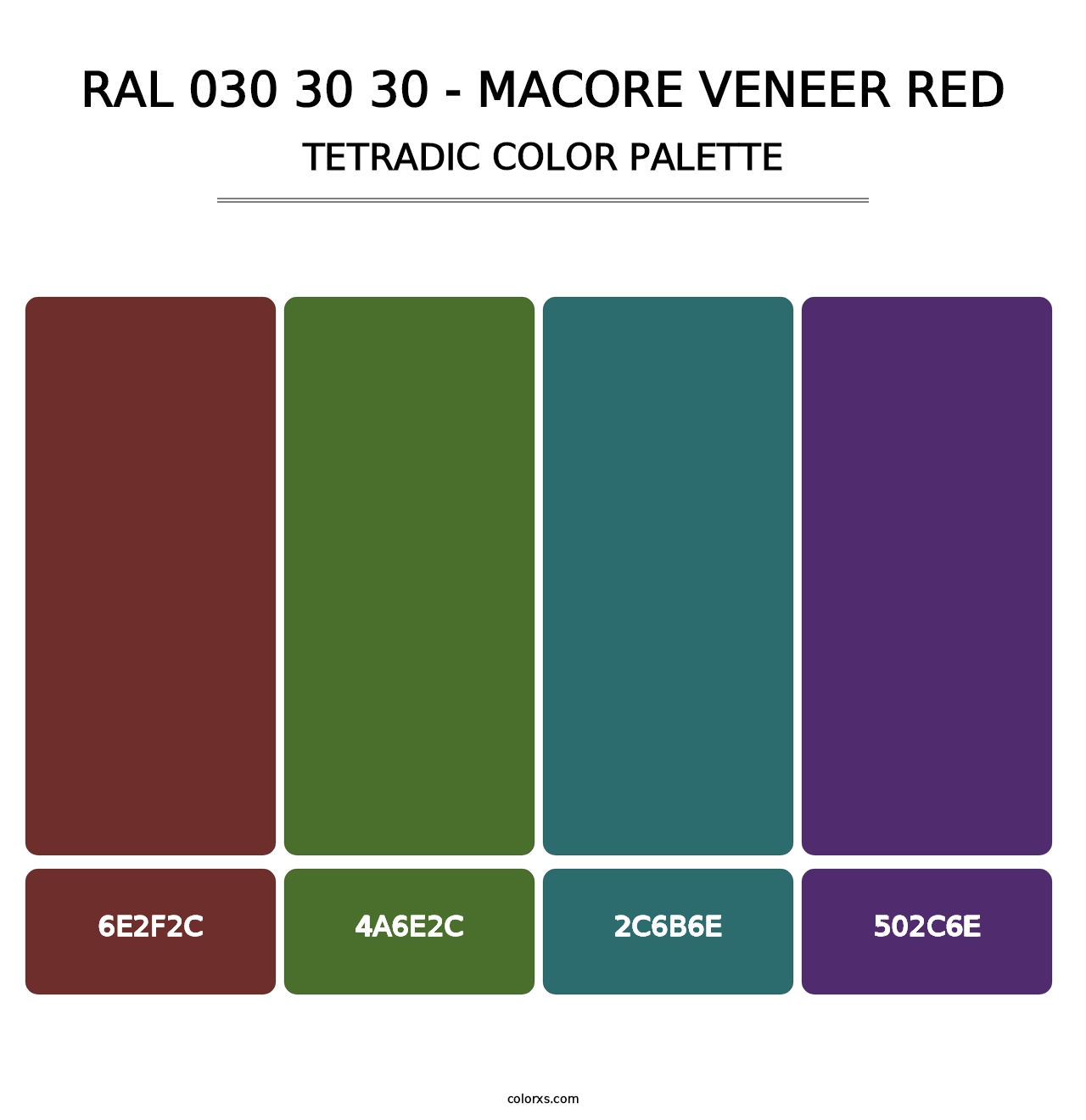 RAL 030 30 30 - Macore Veneer Red - Tetradic Color Palette