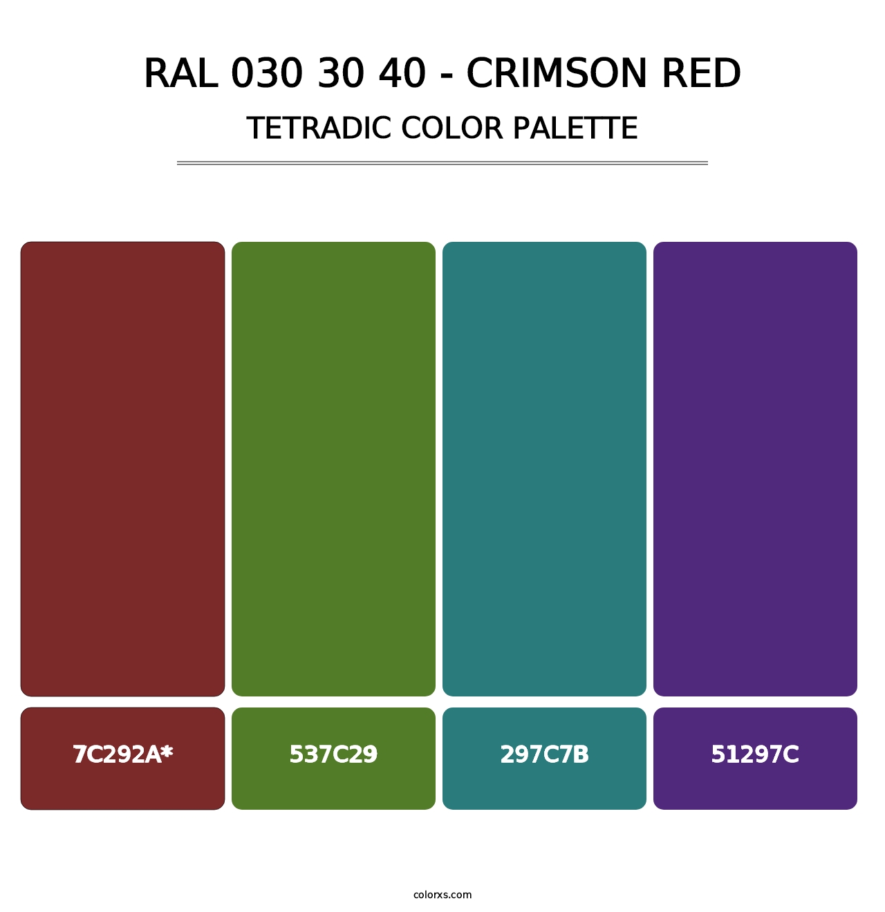 RAL 030 30 40 - Crimson Red - Tetradic Color Palette