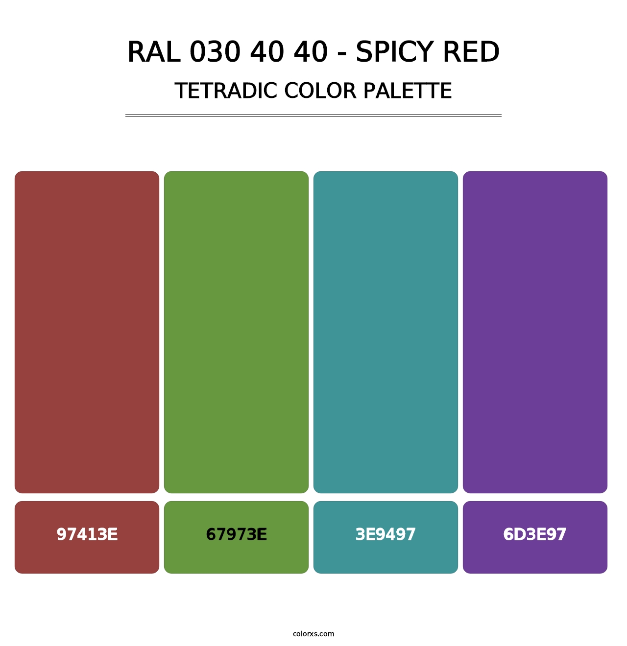 RAL 030 40 40 - Spicy Red - Tetradic Color Palette