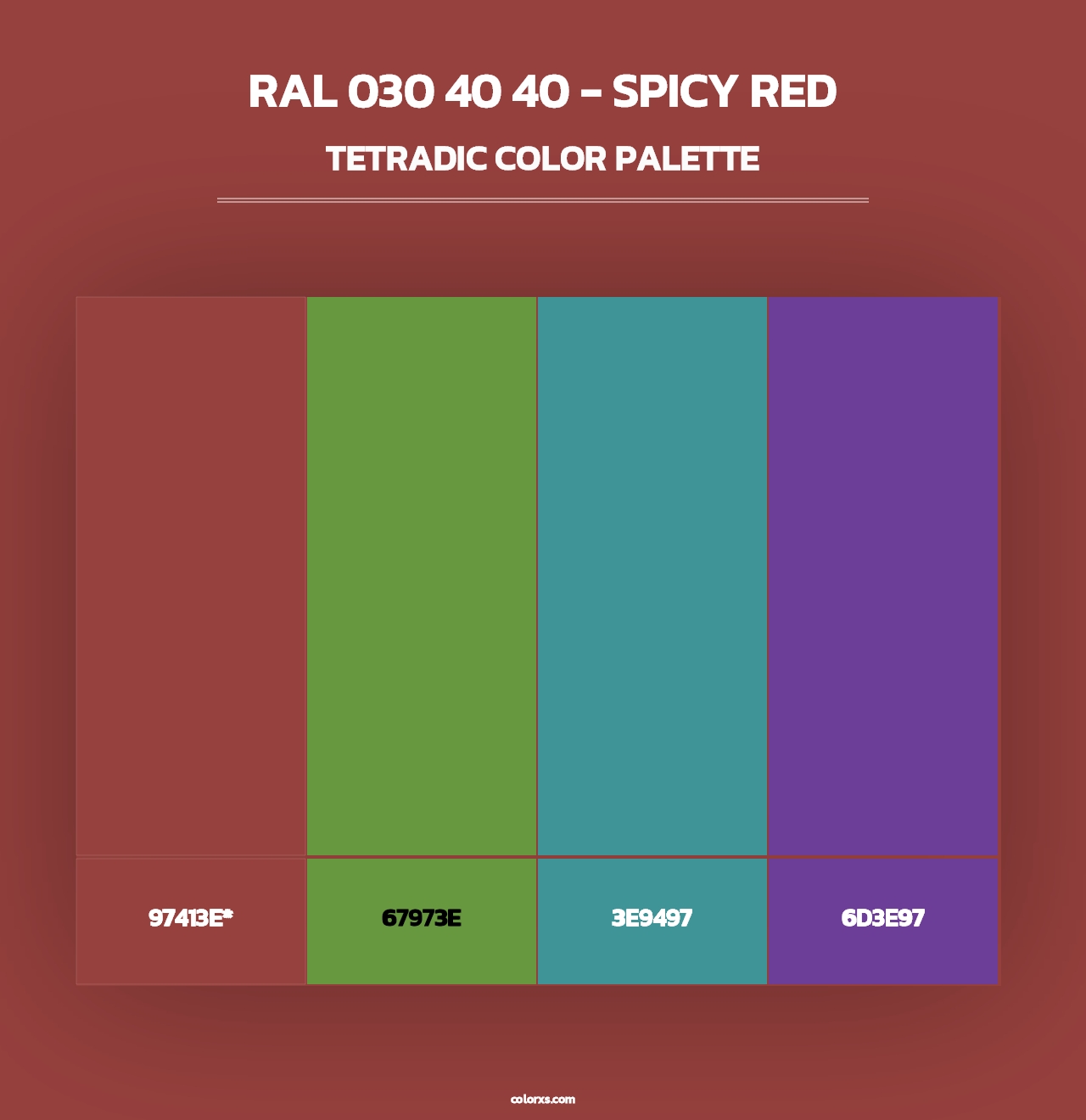 RAL 030 40 40 - Spicy Red - Tetradic Color Palette