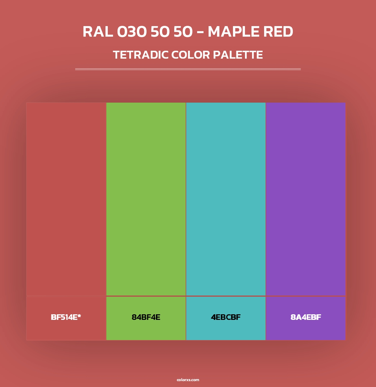 RAL 030 50 50 - Maple Red - Tetradic Color Palette