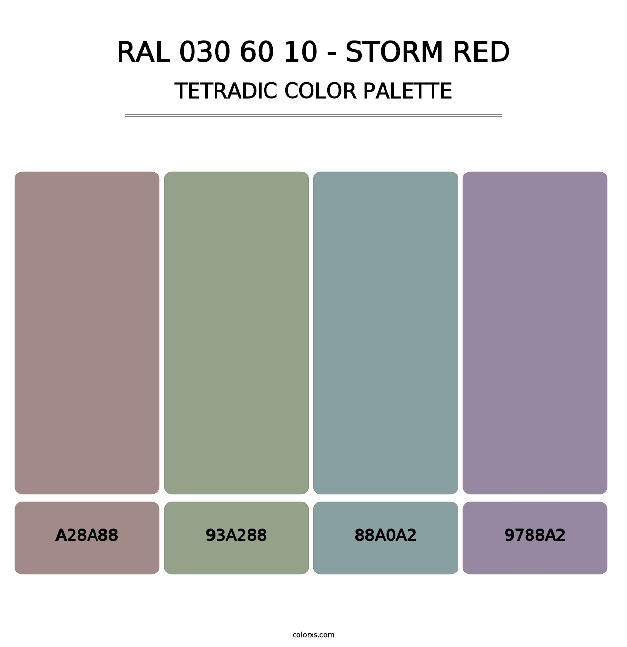 RAL 030 60 10 - Storm Red - Tetradic Color Palette