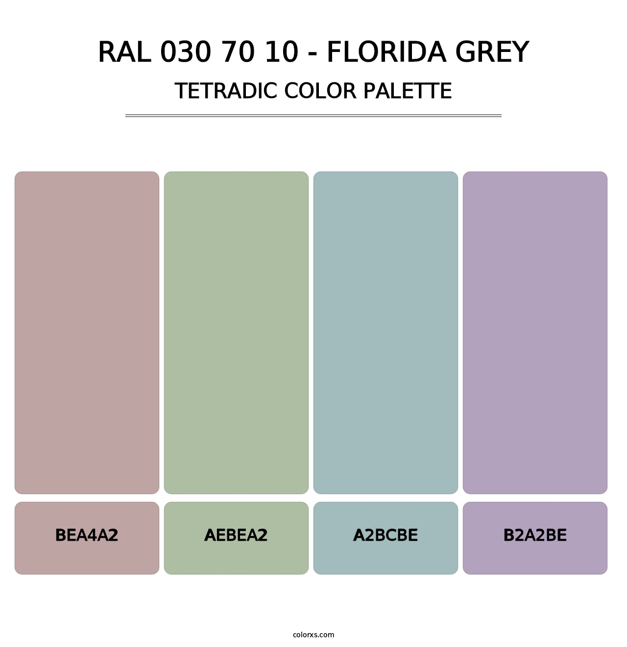 RAL 030 70 10 - Florida Grey - Tetradic Color Palette