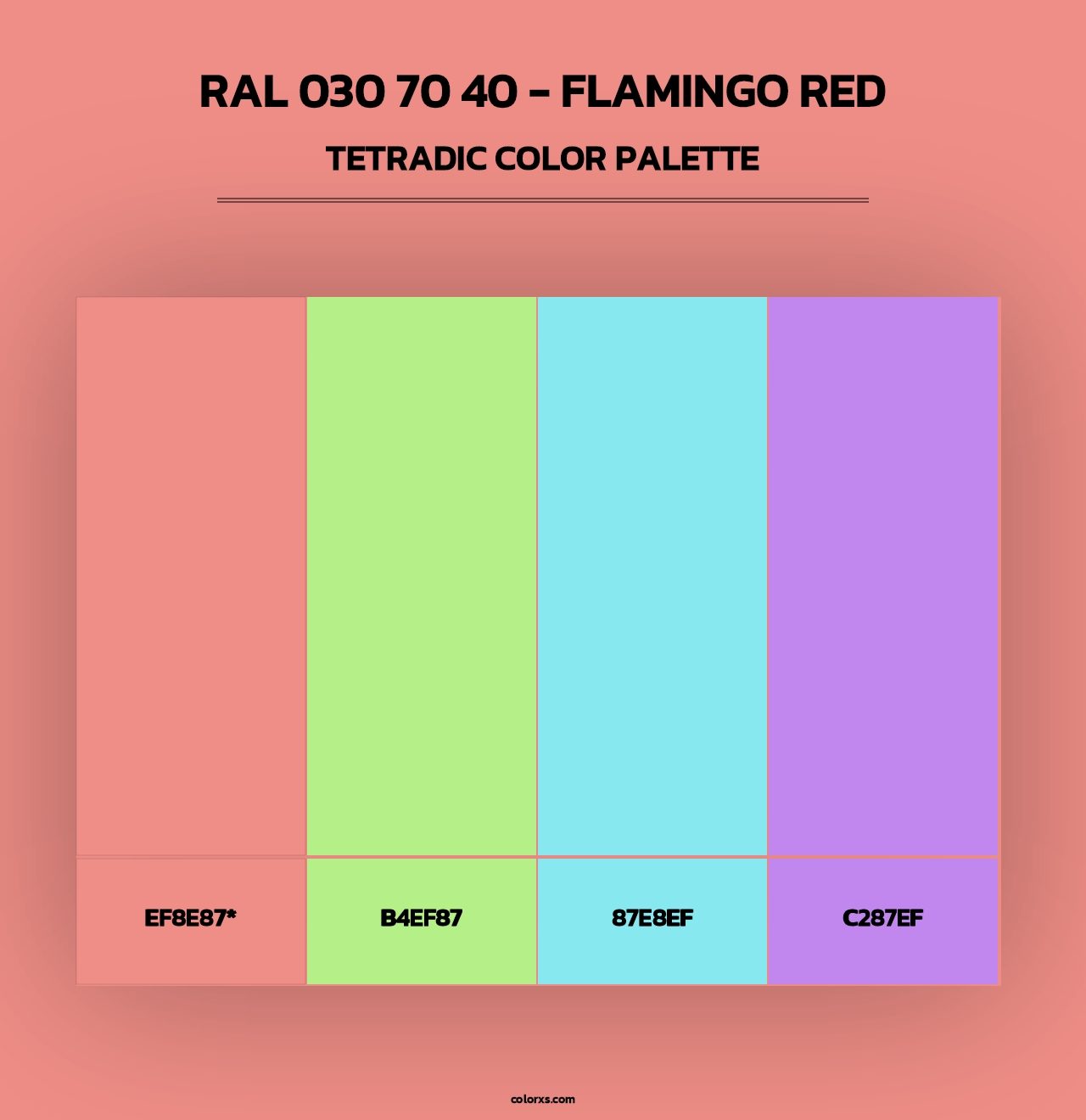 RAL 030 70 40 - Flamingo Red - Tetradic Color Palette