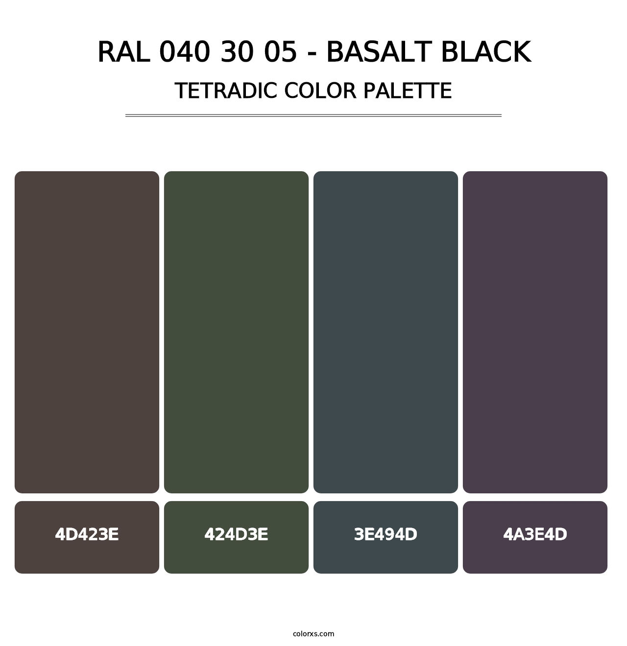 RAL 040 30 05 - Basalt Black - Tetradic Color Palette