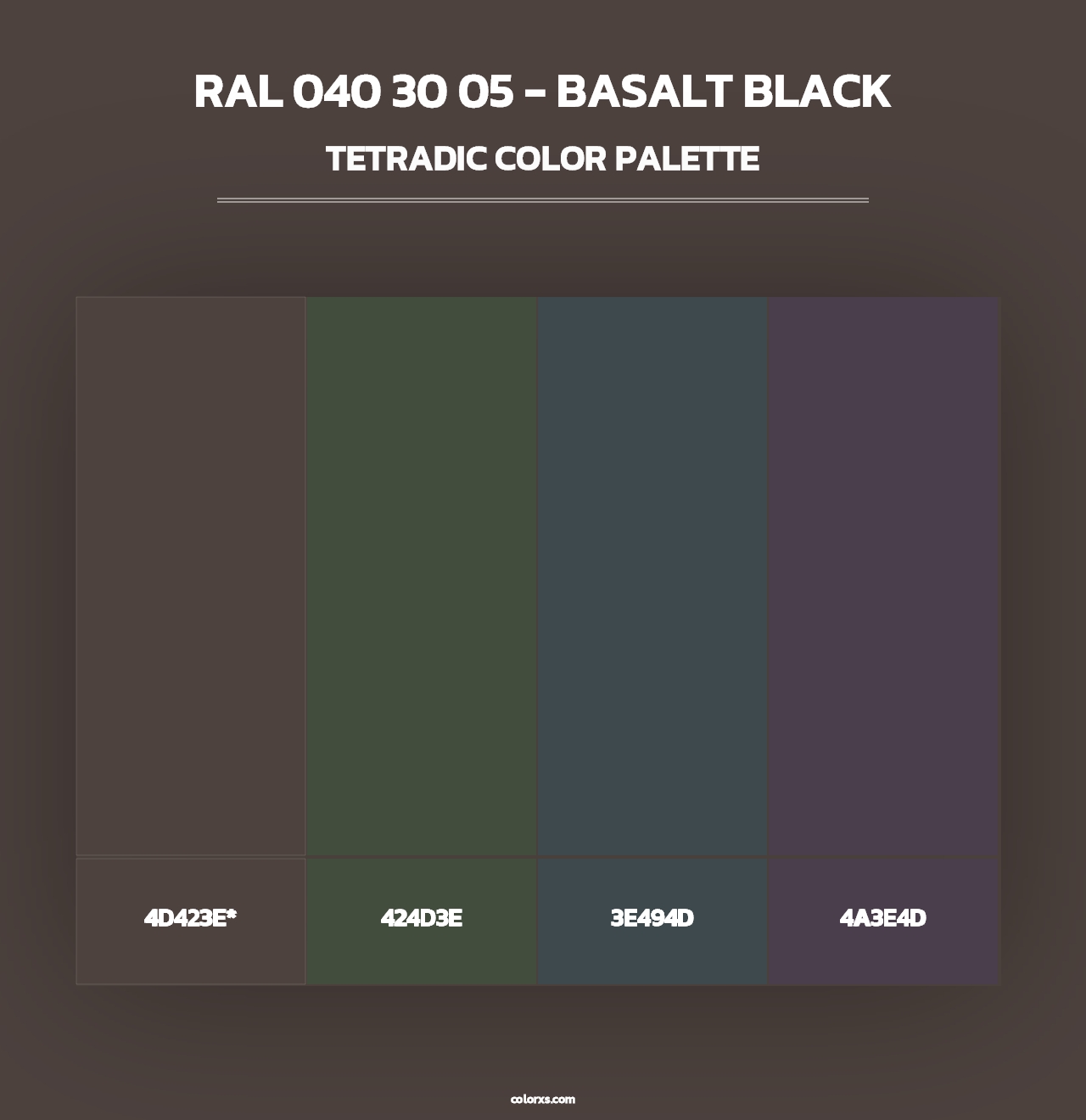 RAL 040 30 05 - Basalt Black - Tetradic Color Palette