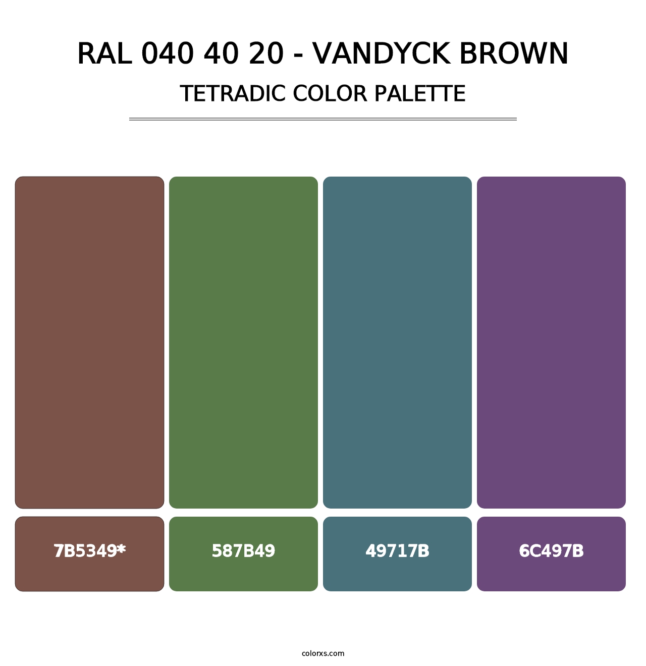RAL 040 40 20 - Vandyck Brown - Tetradic Color Palette