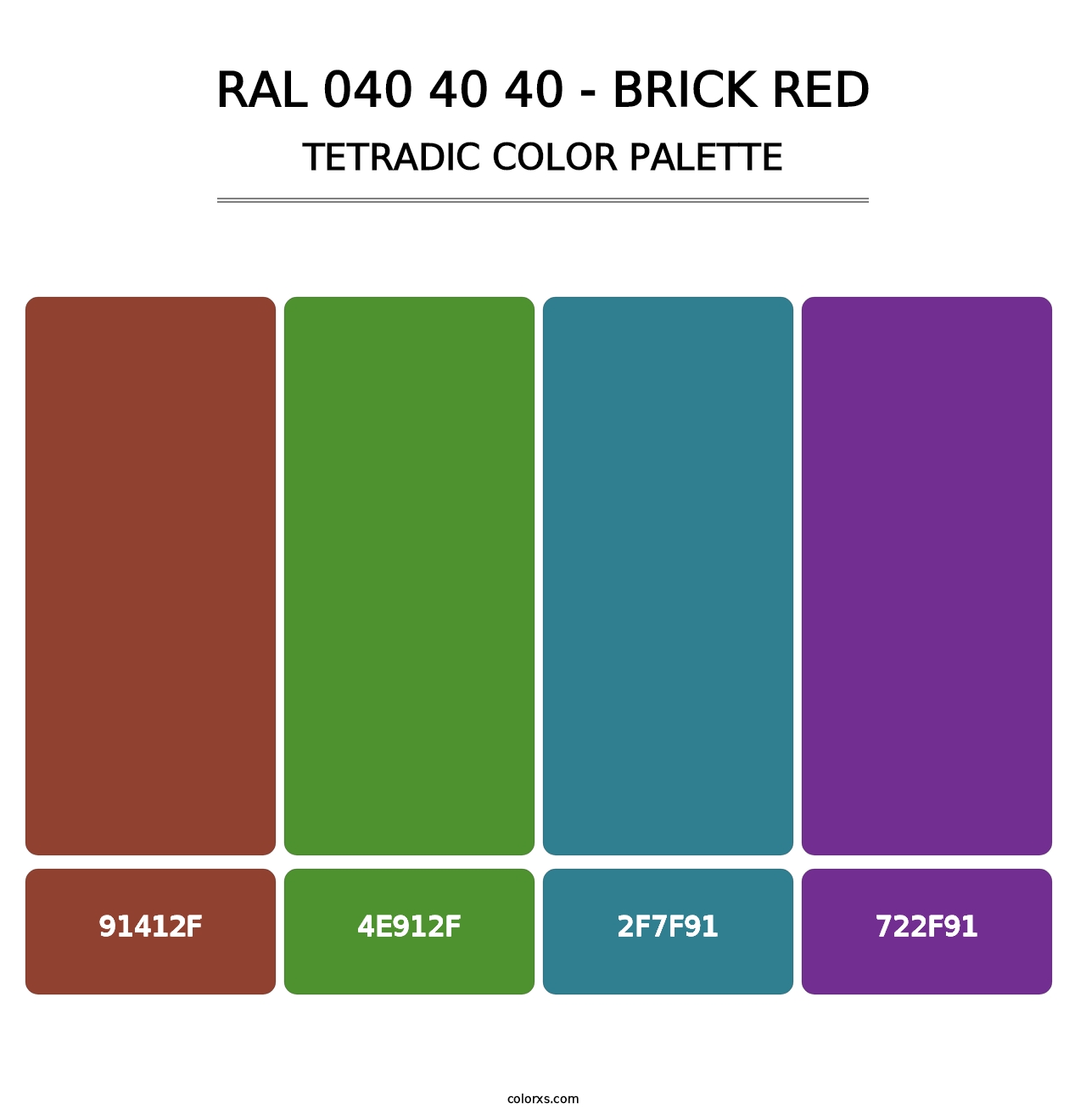 RAL 040 40 40 - Brick Red - Tetradic Color Palette