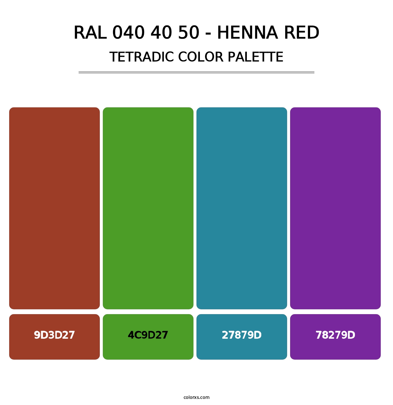 RAL 040 40 50 - Henna Red - Tetradic Color Palette