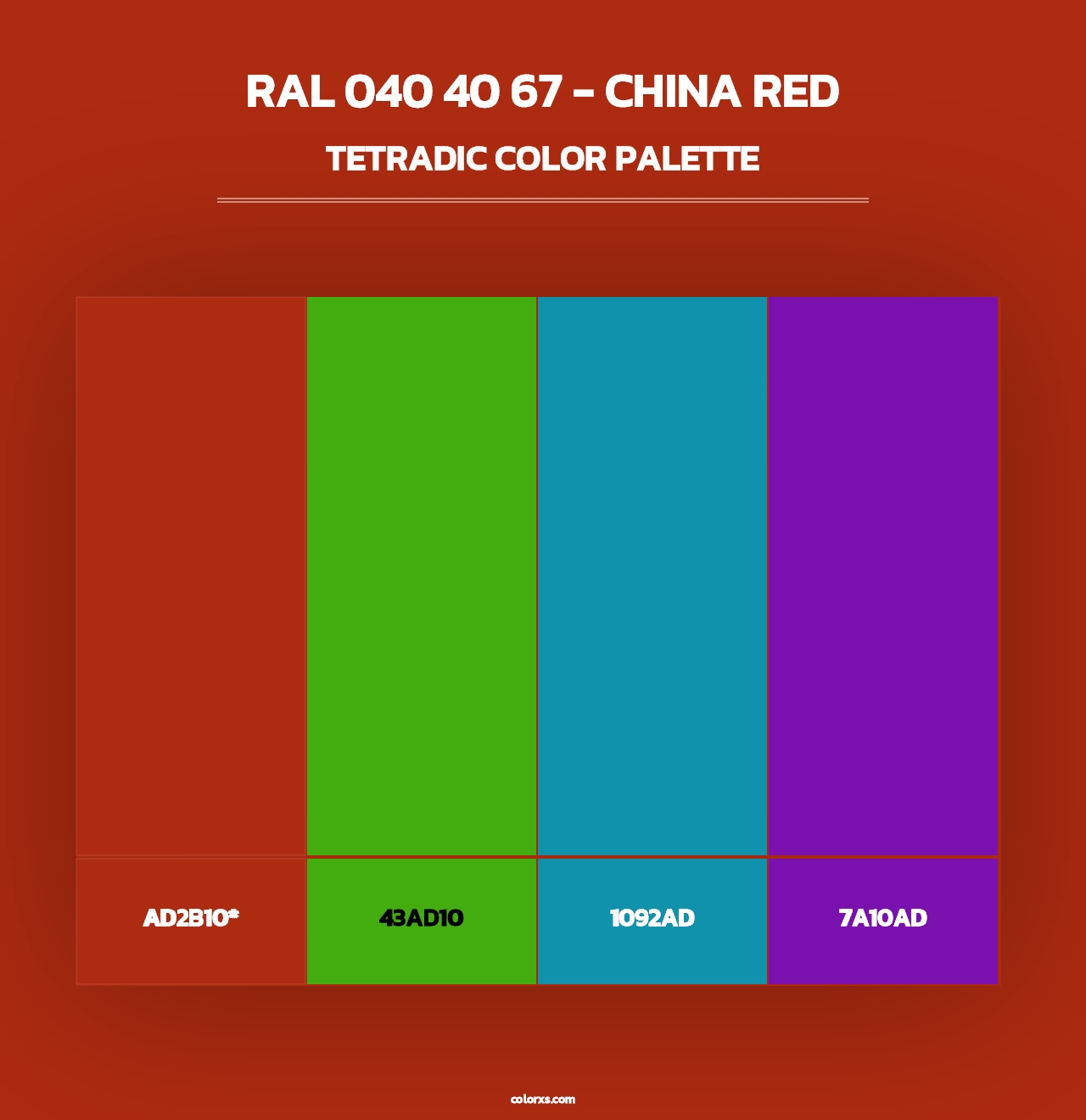 RAL 040 40 67 - China Red - Tetradic Color Palette
