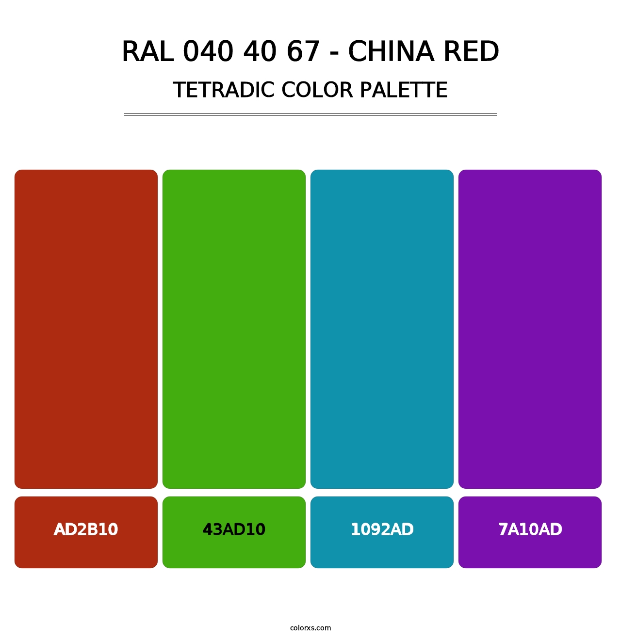 RAL 040 40 67 - China Red - Tetradic Color Palette