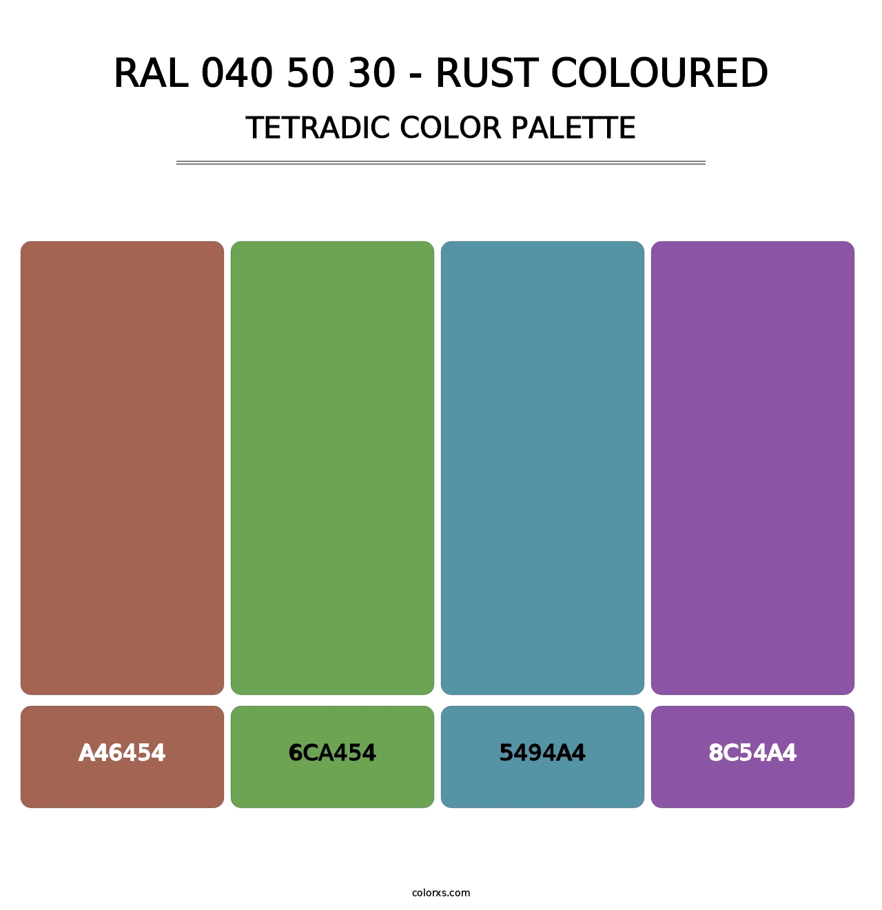 RAL 040 50 30 - Rust Coloured - Tetradic Color Palette