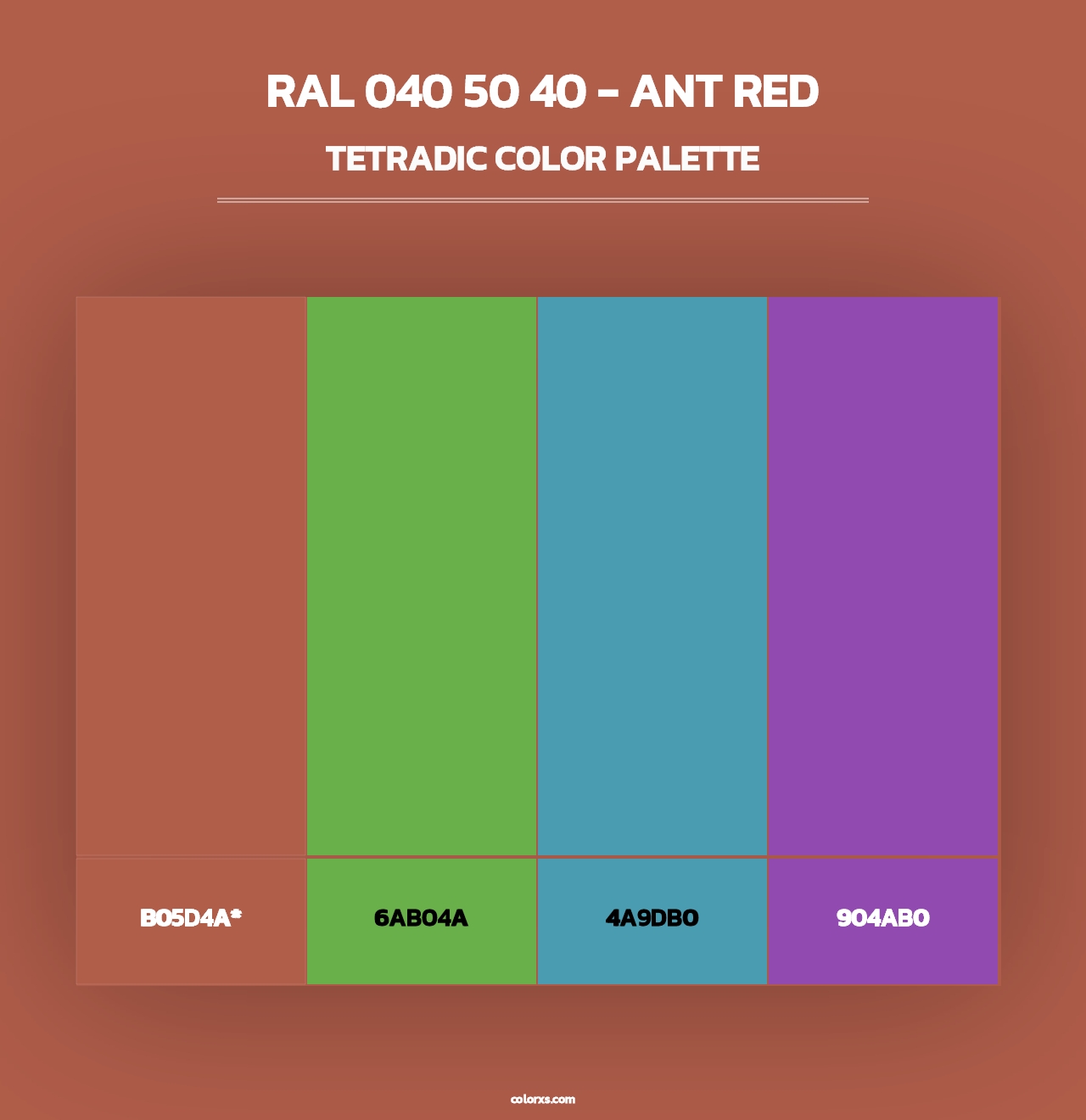 RAL 040 50 40 - Ant Red - Tetradic Color Palette