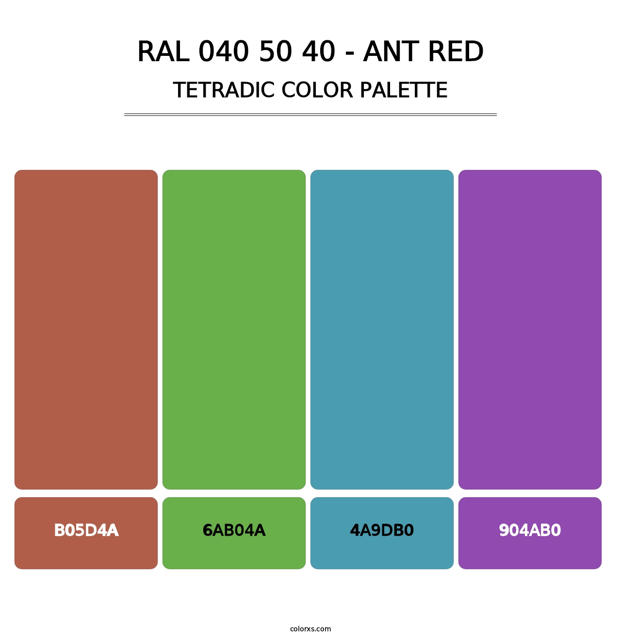 RAL 040 50 40 - Ant Red - Tetradic Color Palette