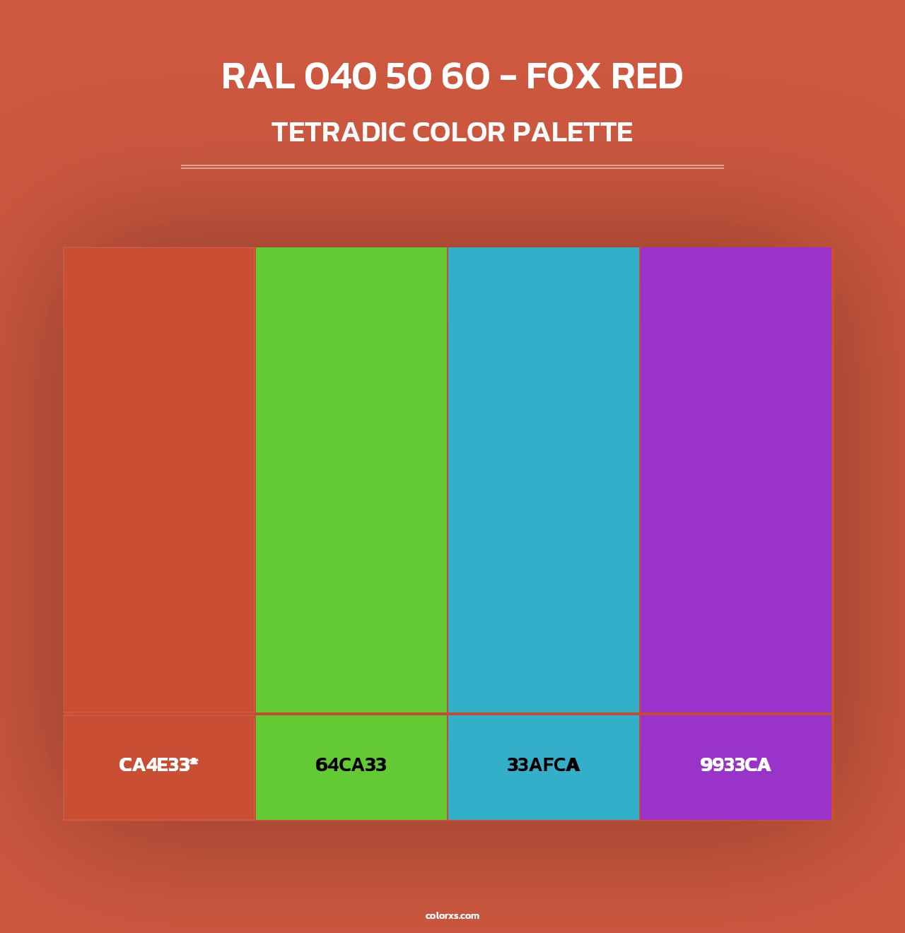RAL 040 50 60 - Fox Red - Tetradic Color Palette