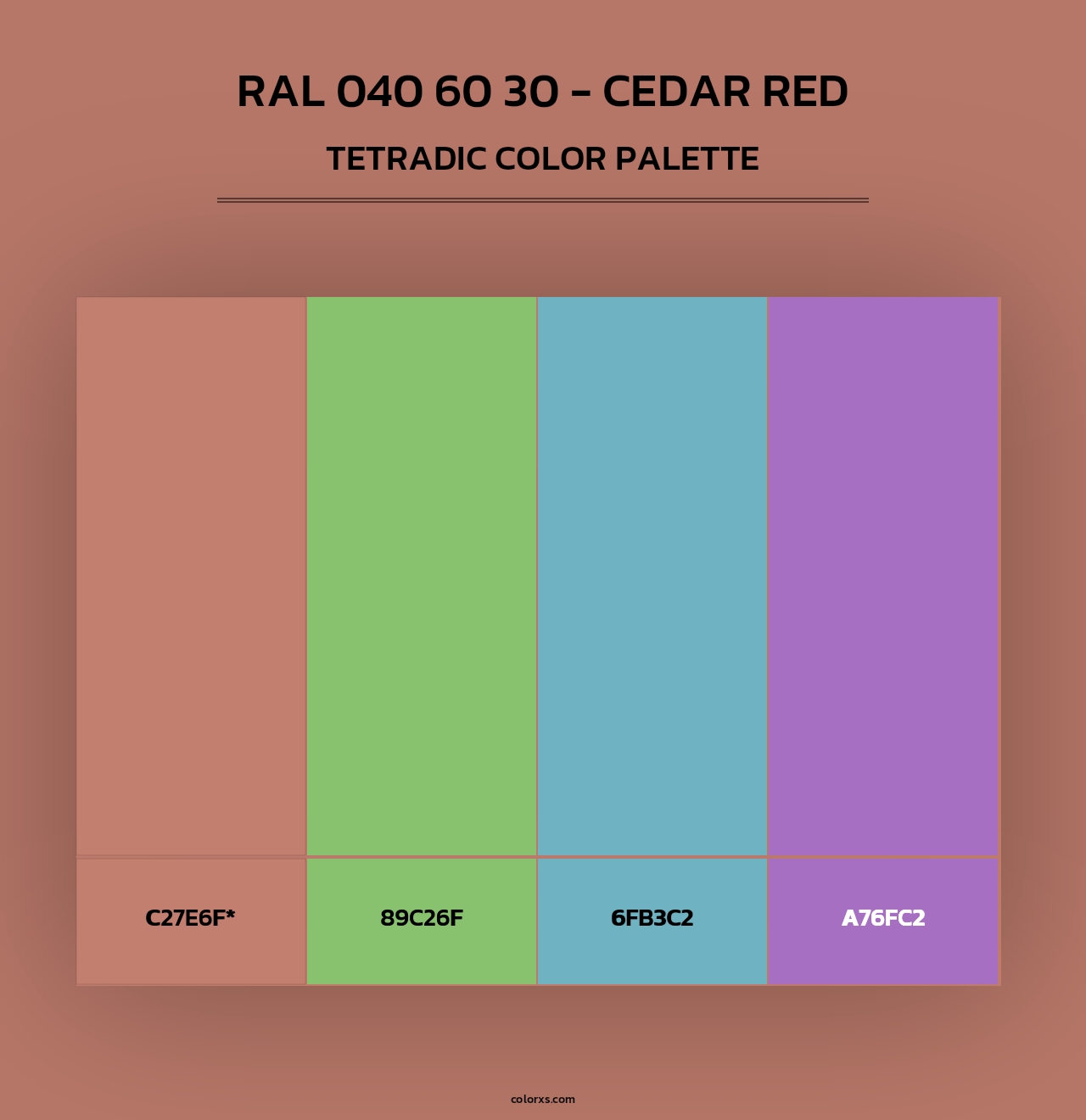 RAL 040 60 30 - Cedar Red - Tetradic Color Palette