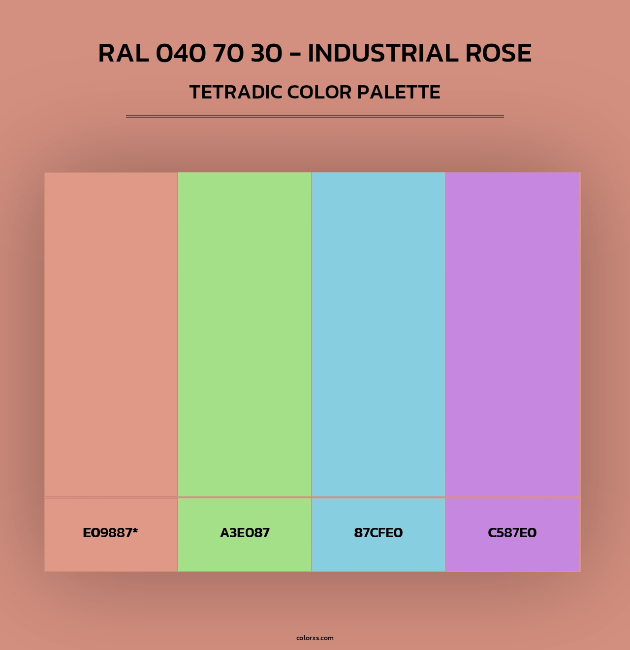 RAL 040 70 30 - Industrial Rose - Tetradic Color Palette