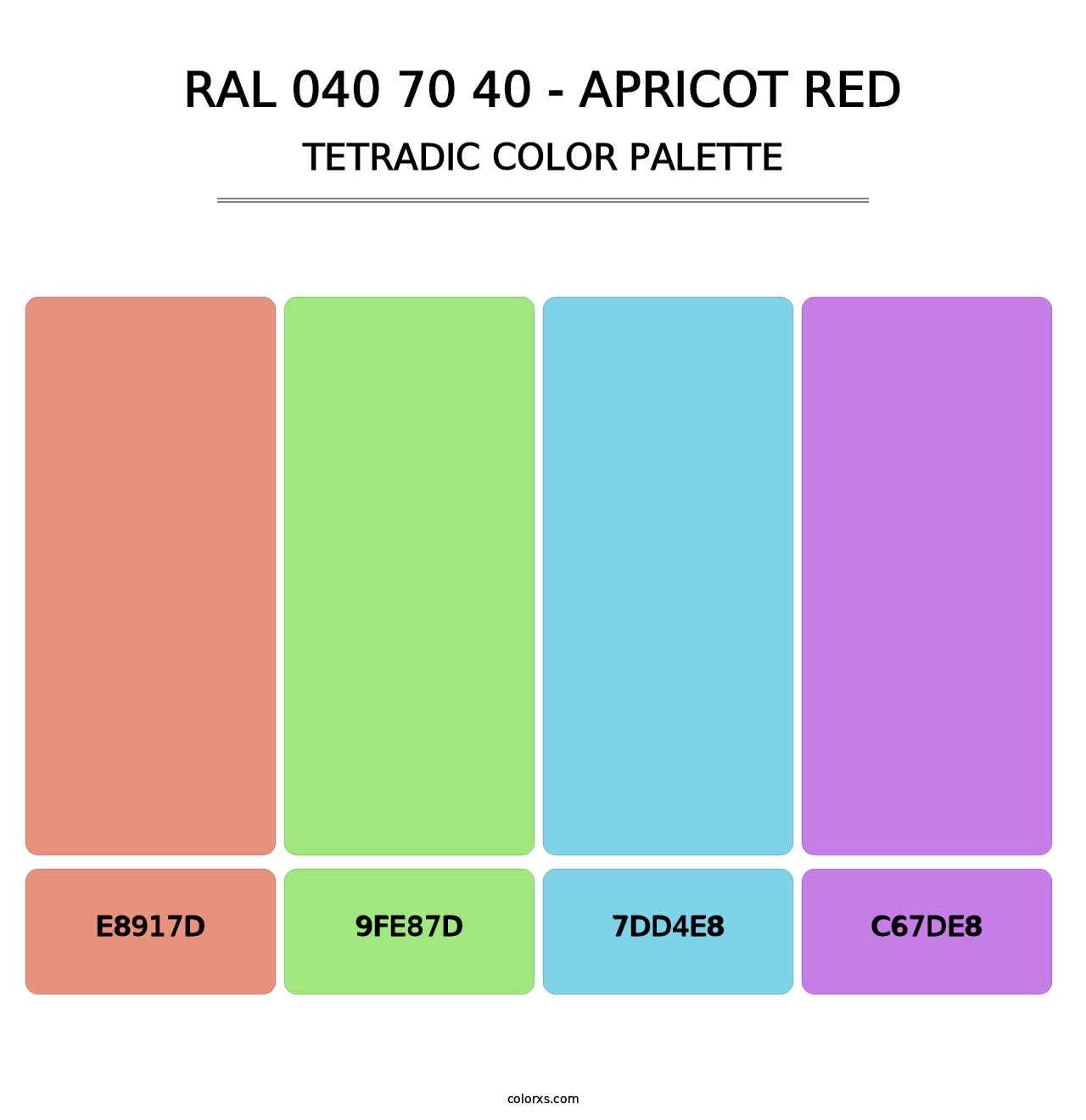 RAL 040 70 40 - Apricot Red - Tetradic Color Palette