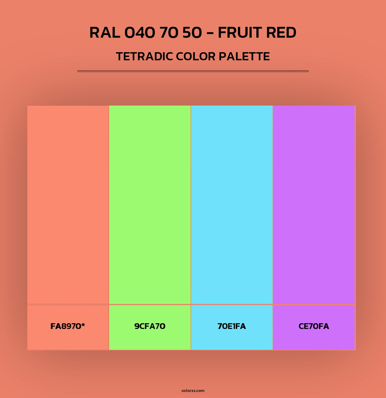 RAL 040 70 50 - Fruit Red - Tetradic Color Palette