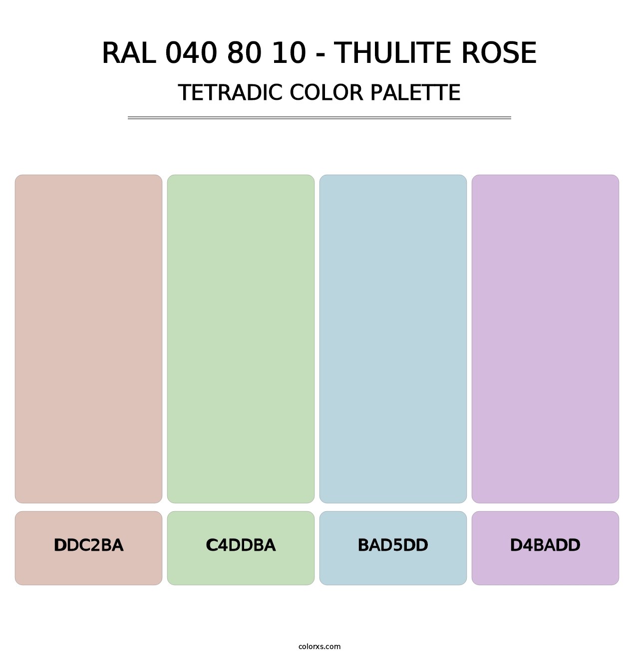 RAL 040 80 10 - Thulite Rose - Tetradic Color Palette