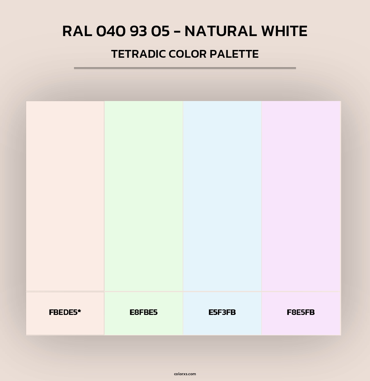 RAL 040 93 05 - Natural White - Tetradic Color Palette