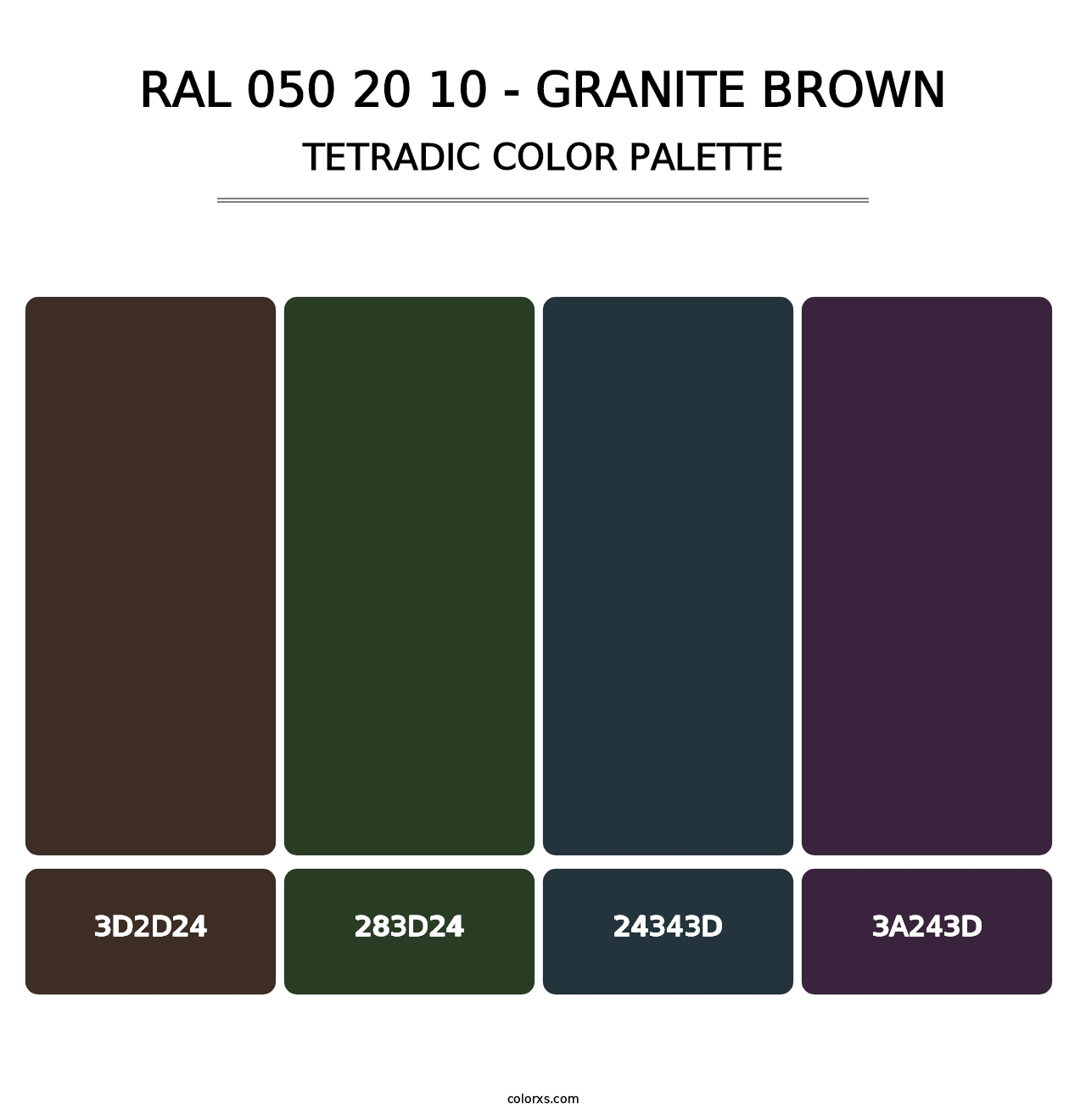 RAL 050 20 10 - Granite Brown - Tetradic Color Palette