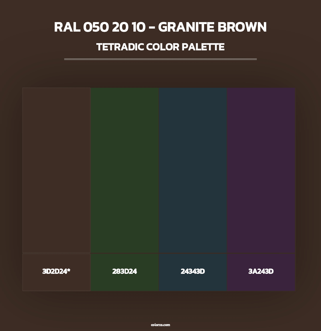 RAL 050 20 10 - Granite Brown - Tetradic Color Palette
