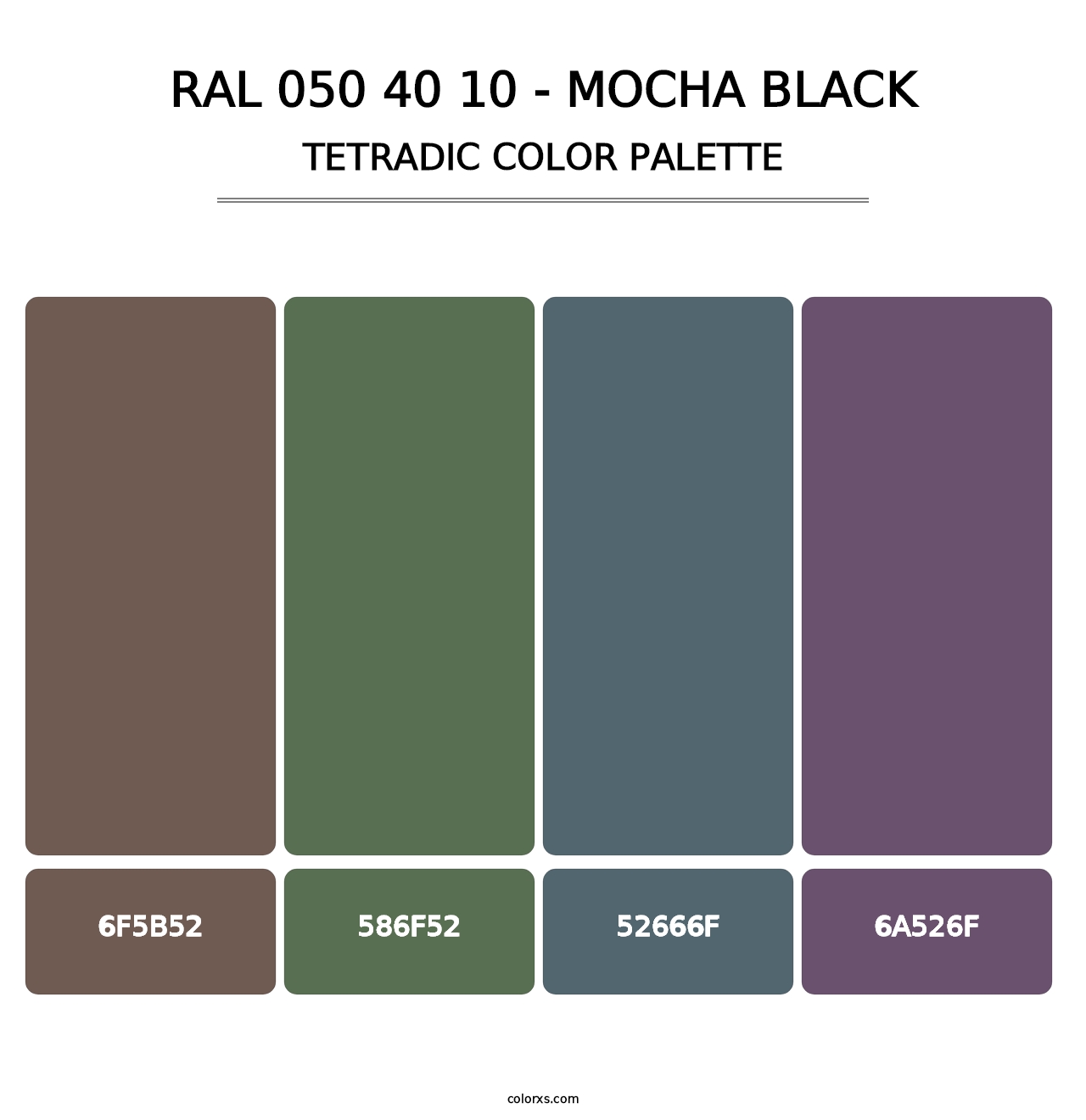 RAL 050 40 10 - Mocha Black - Tetradic Color Palette