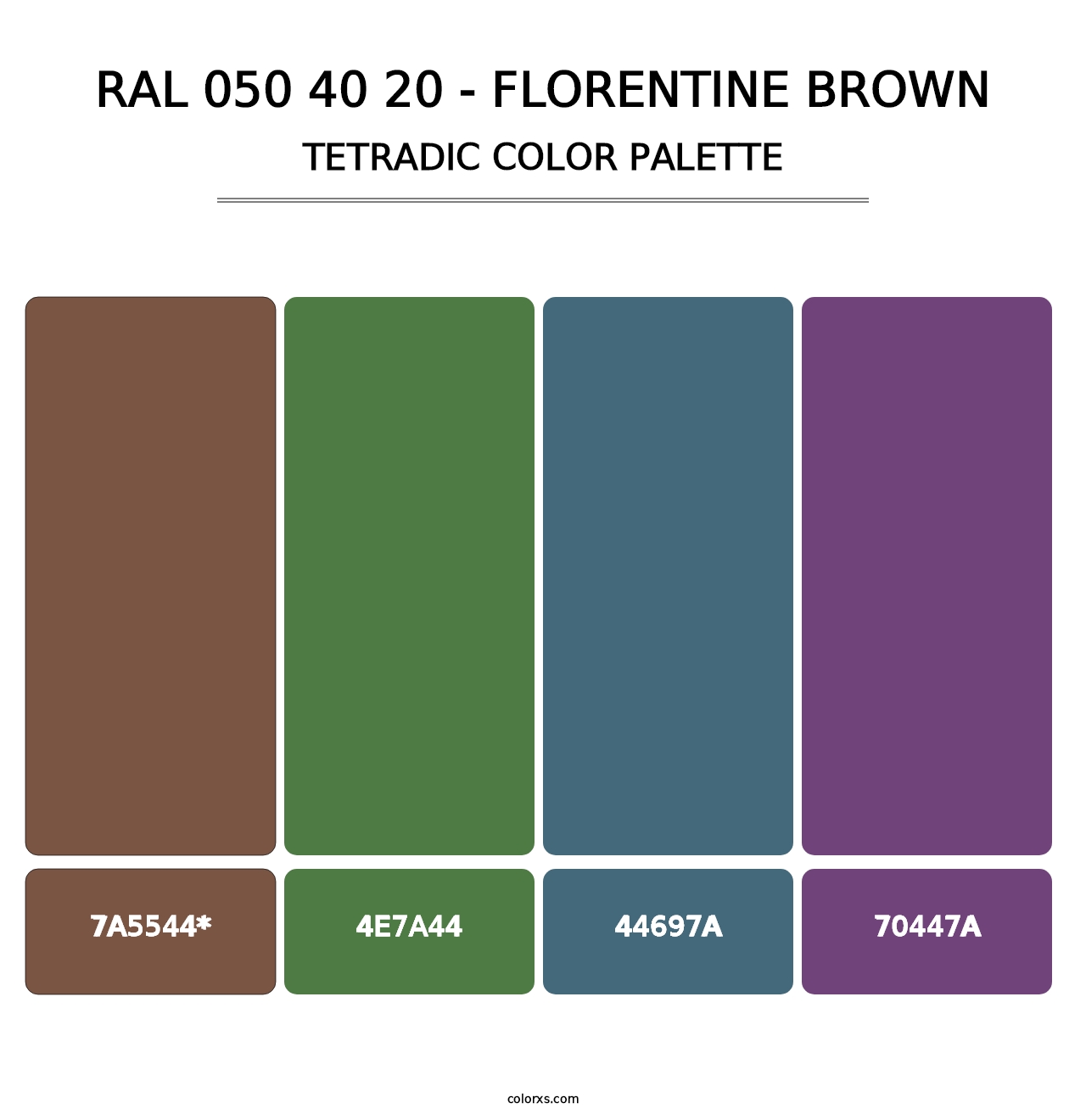 RAL 050 40 20 - Florentine Brown - Tetradic Color Palette
