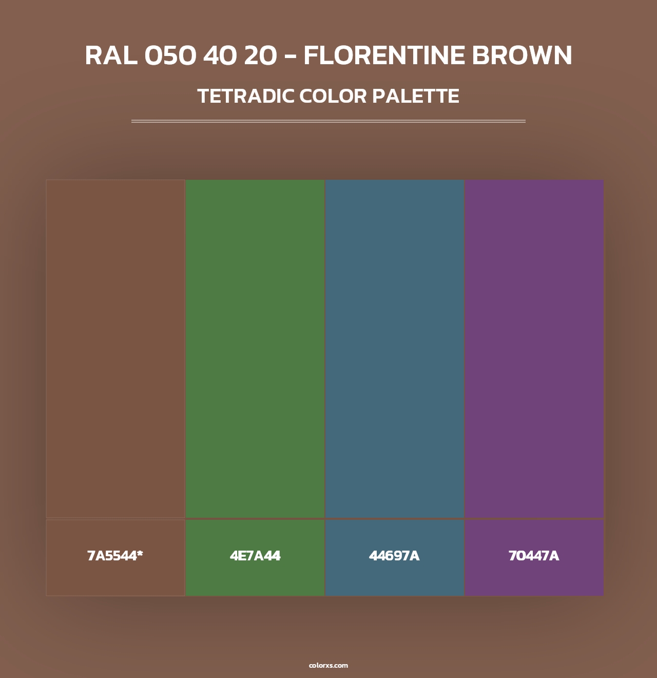 RAL 050 40 20 - Florentine Brown - Tetradic Color Palette