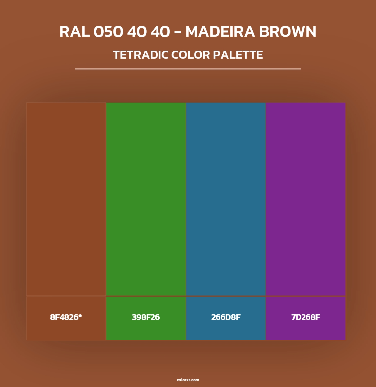 RAL 050 40 40 - Madeira Brown - Tetradic Color Palette