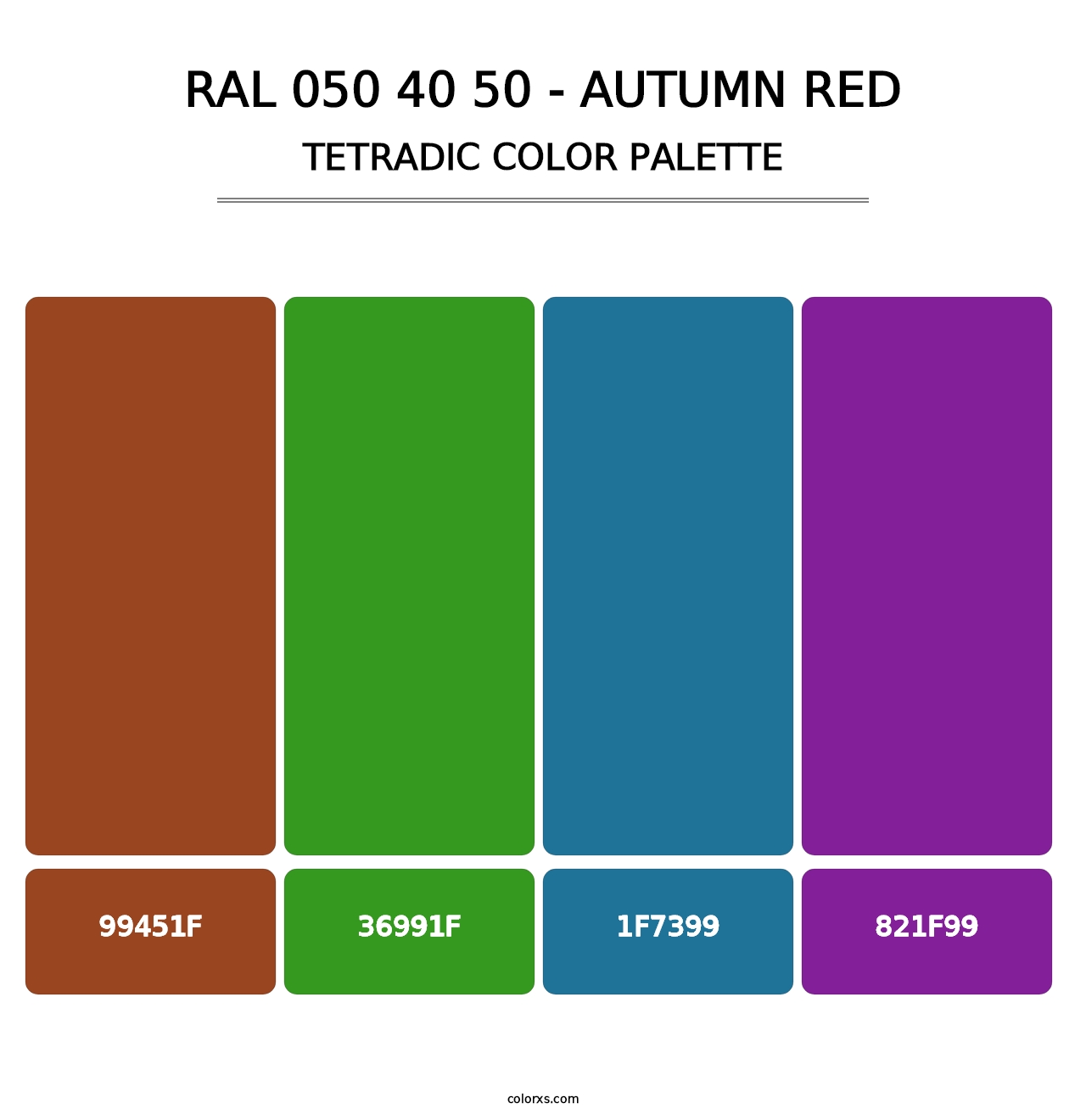 RAL 050 40 50 - Autumn Red - Tetradic Color Palette