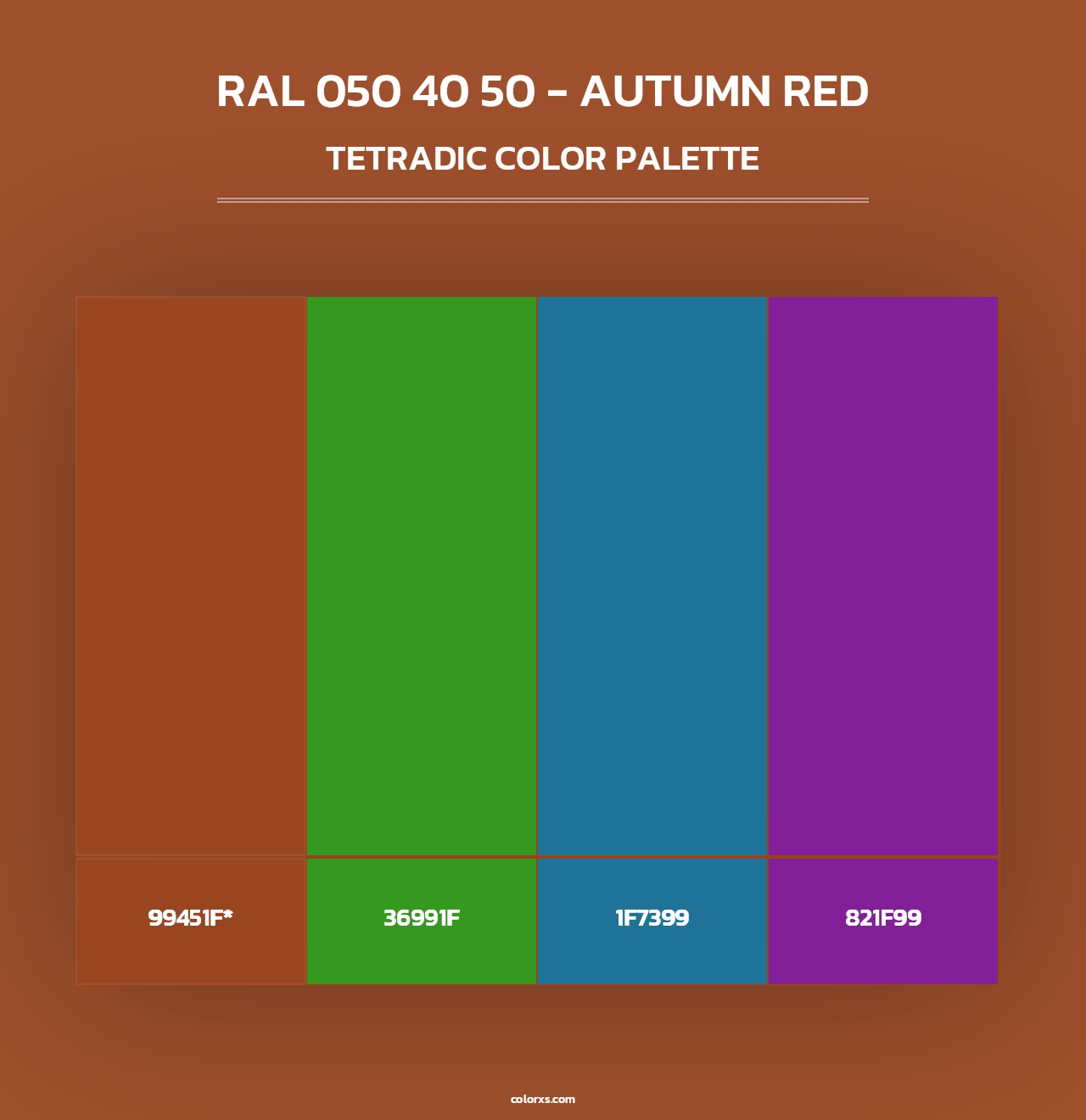RAL 050 40 50 - Autumn Red - Tetradic Color Palette