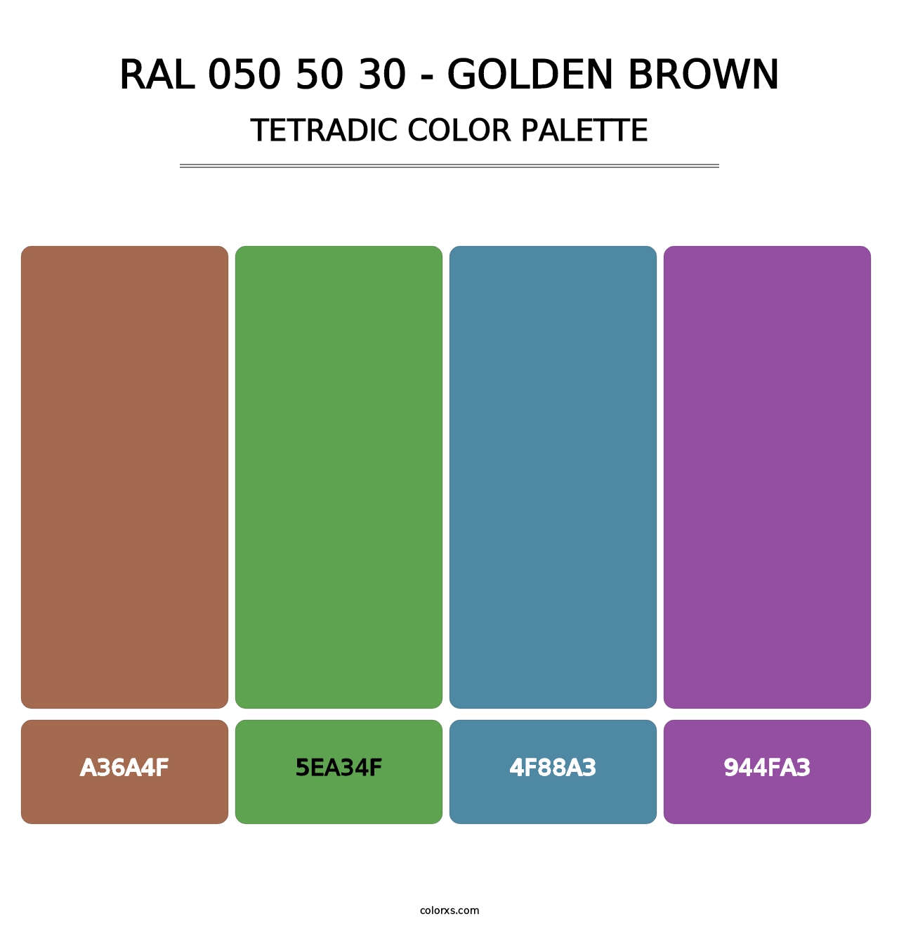 RAL 050 50 30 - Golden Brown - Tetradic Color Palette