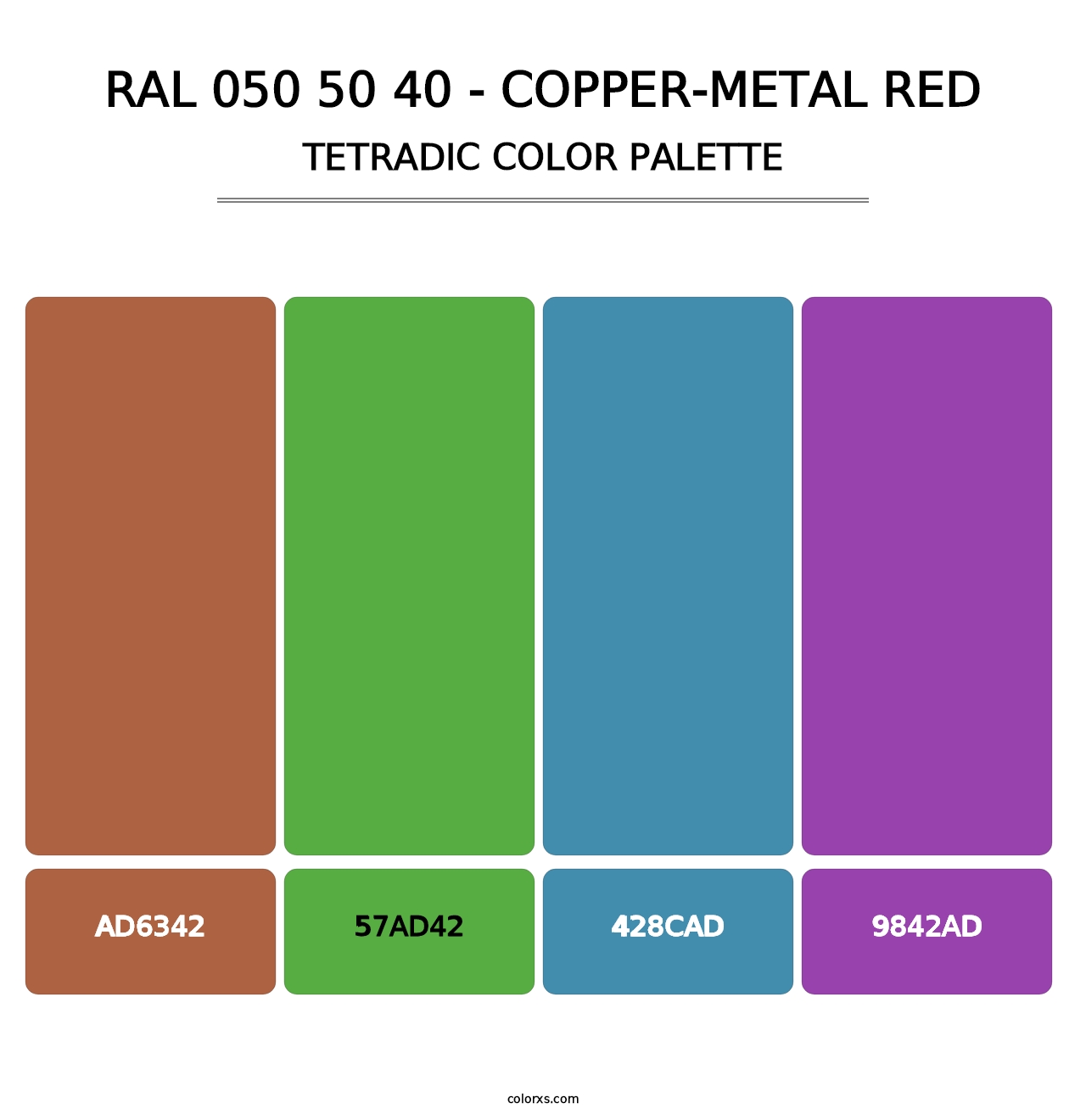 RAL 050 50 40 - Copper-Metal Red - Tetradic Color Palette