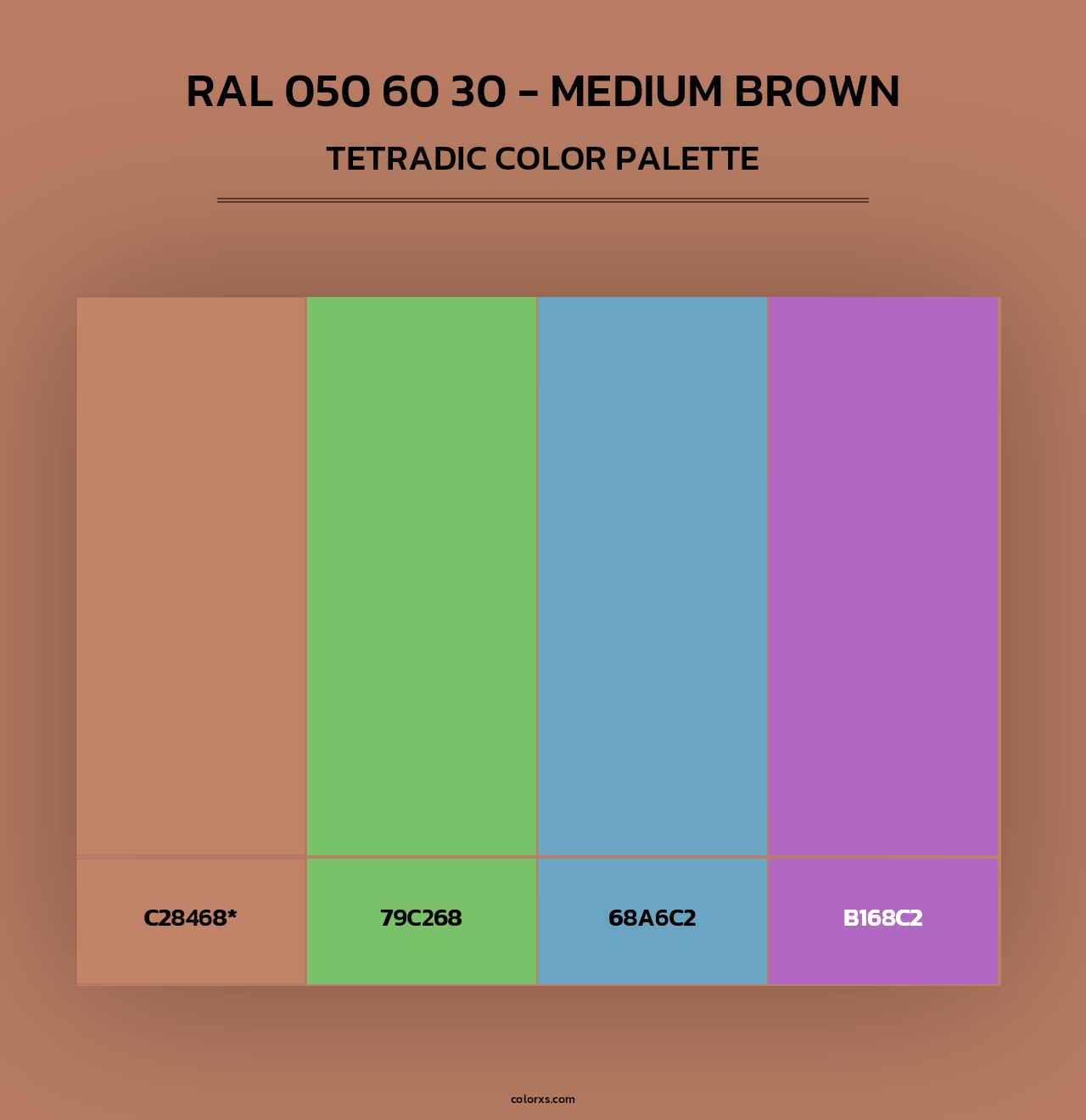 RAL 050 60 30 - Medium Brown - Tetradic Color Palette