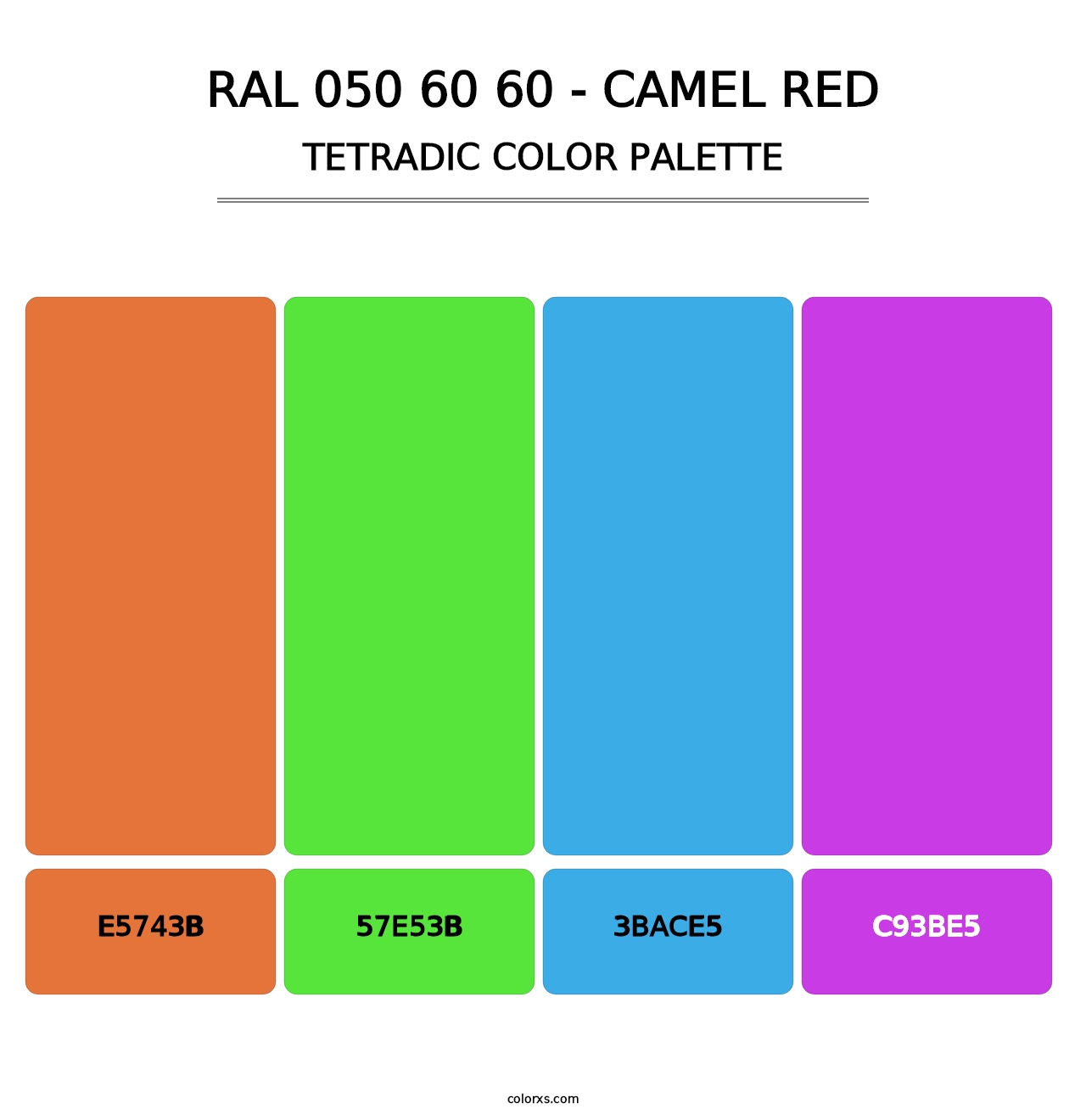 RAL 050 60 60 - Camel Red - Tetradic Color Palette