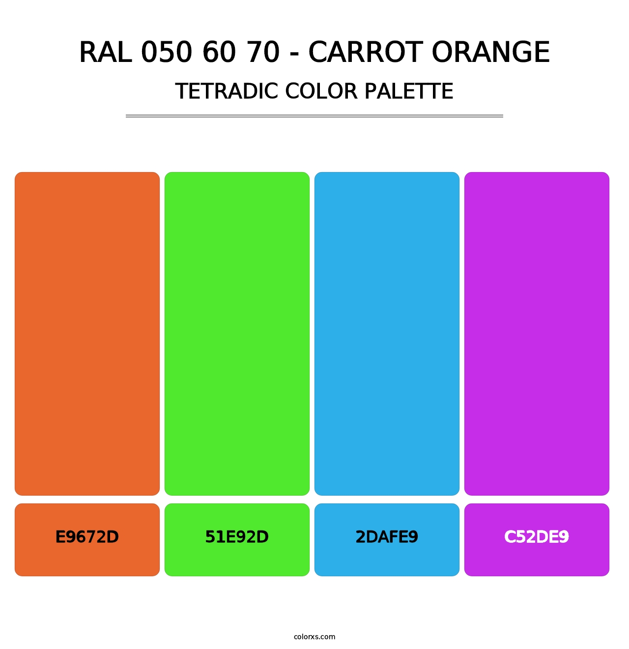 RAL 050 60 70 - Carrot Orange - Tetradic Color Palette