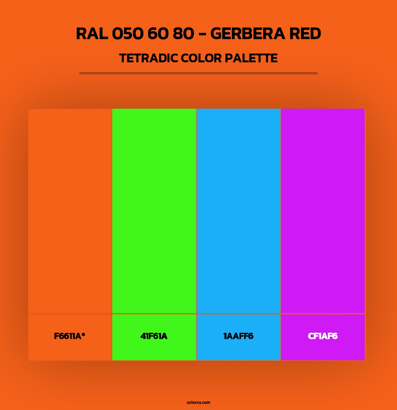 RAL 050 60 80 - Gerbera Red - Tetradic Color Palette