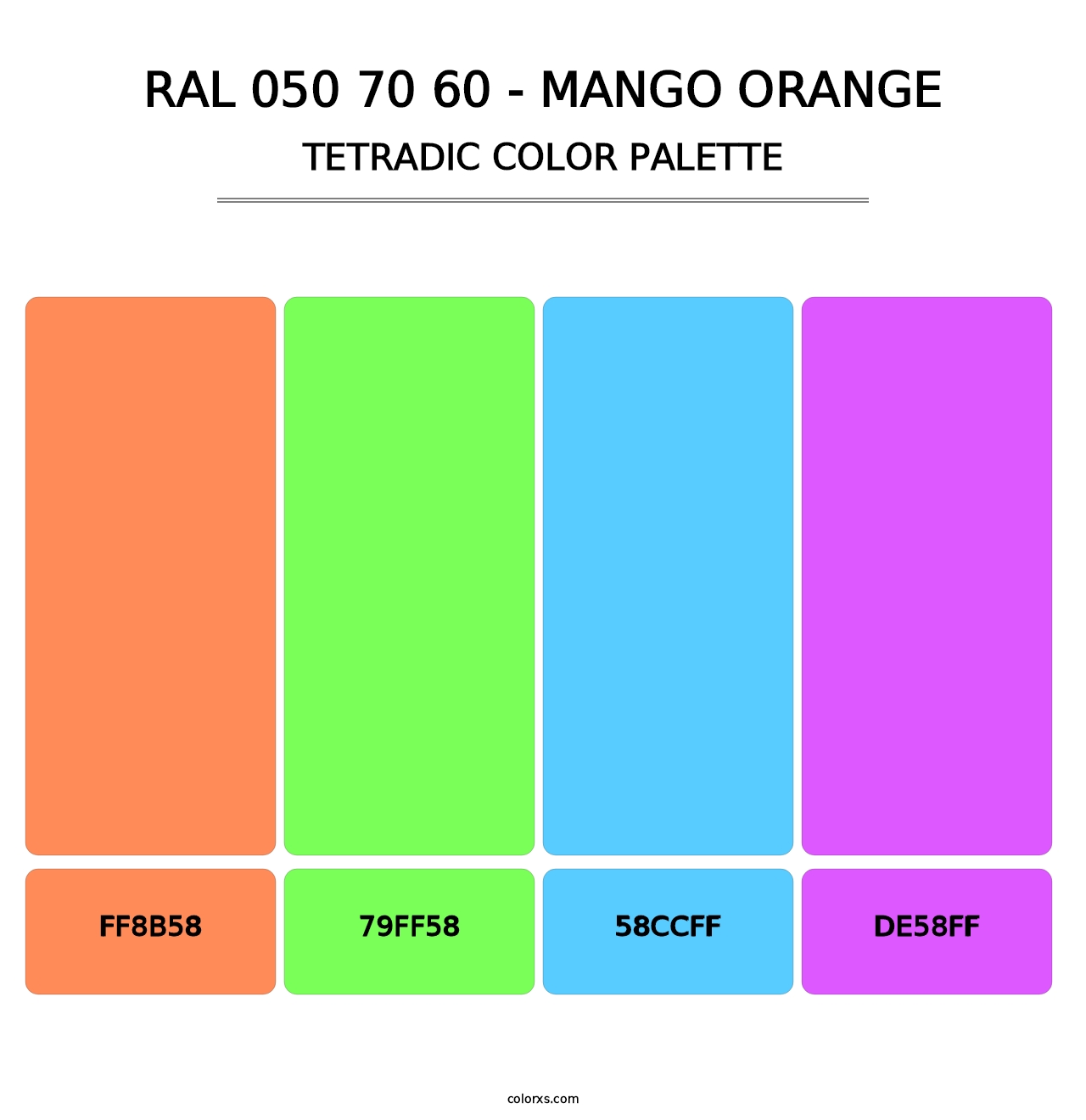 RAL 050 70 60 - Mango Orange - Tetradic Color Palette