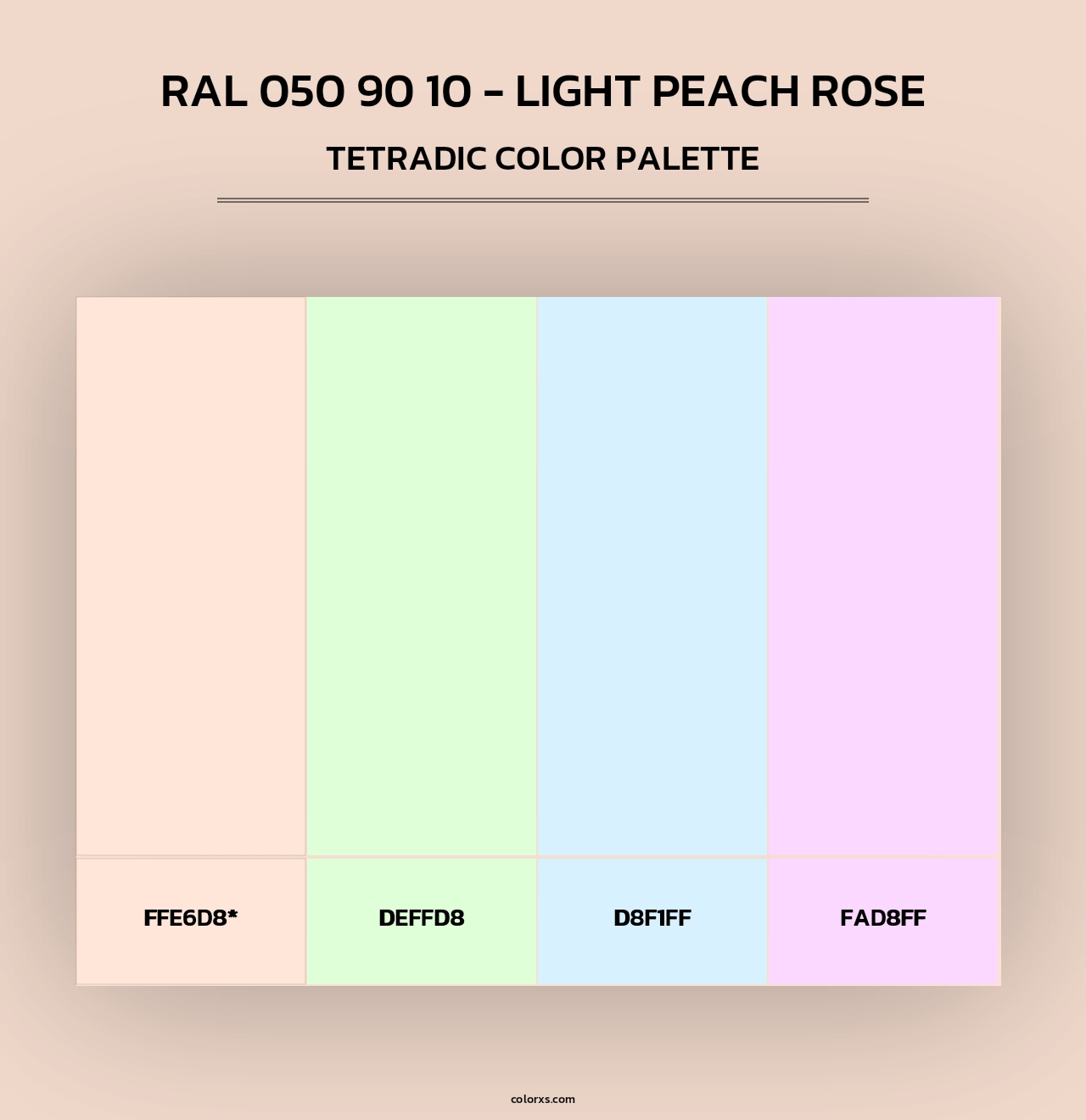 RAL 050 90 10 - Light Peach Rose - Tetradic Color Palette