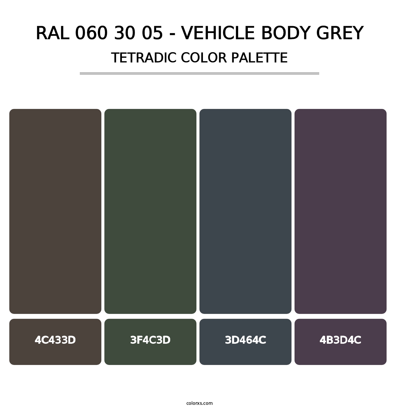 RAL 060 30 05 - Vehicle Body Grey - Tetradic Color Palette